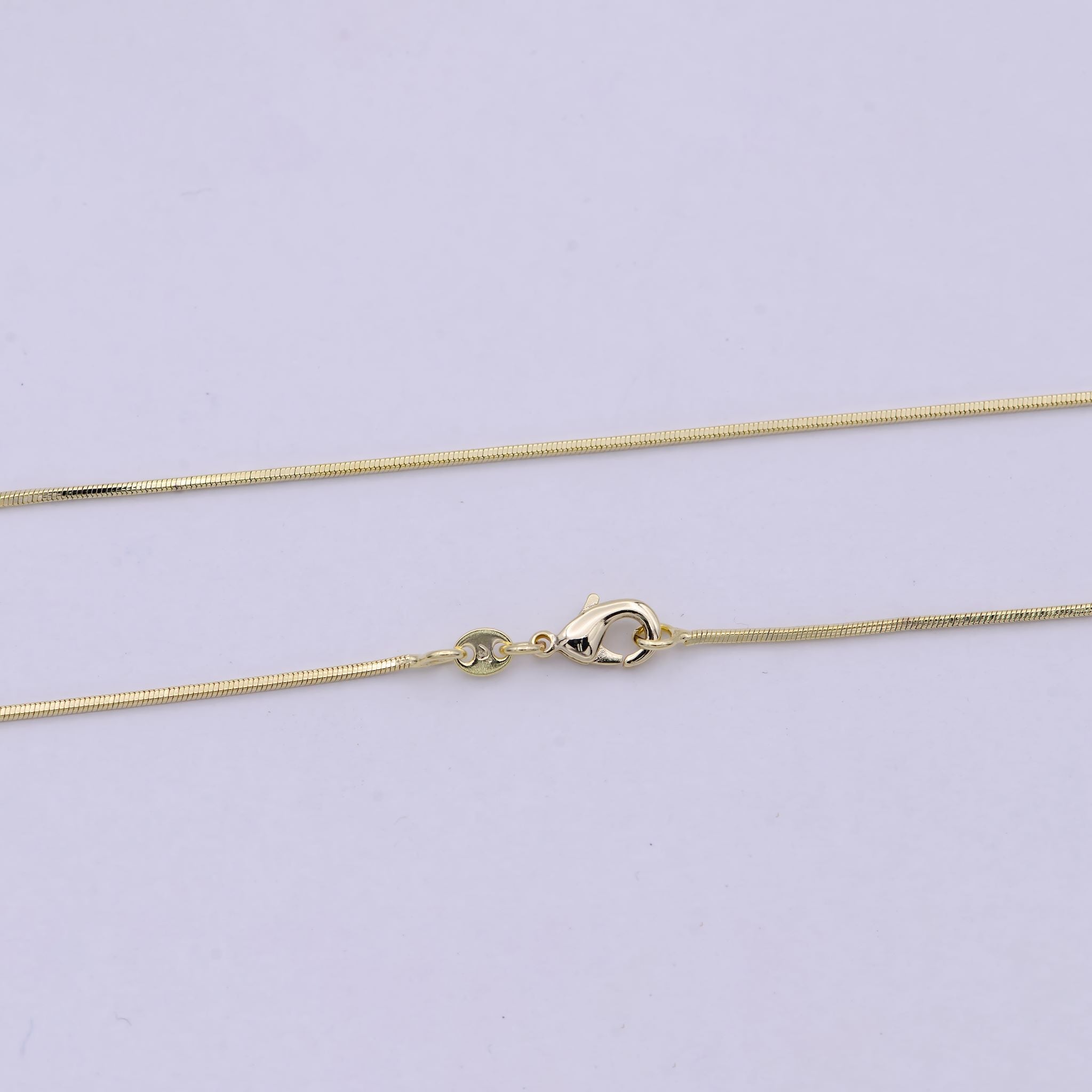 Dainty Herringbone Chain Necklace - 1.1mm 14k Gold Filled Snake Chain - 18 inches Layering Necklace Ready To Wear w/ Lobster Clasp - DLUXCA