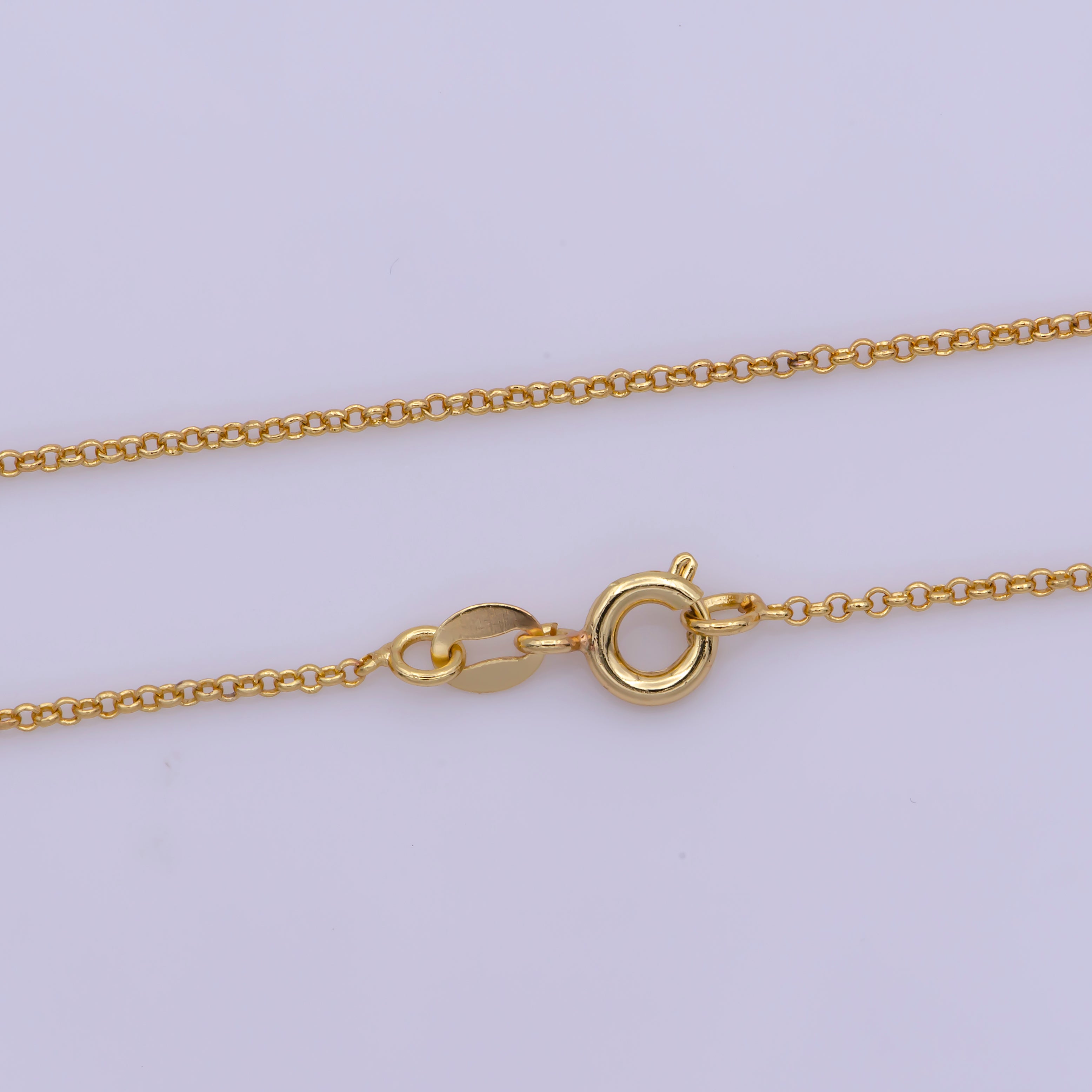 17.5" Ready To Use 16K Gold Filled Thin Rolo Necklace Chain, Layering Rolo Necklace, Dainty 1.4mm Rolo Necklace For Pendant & Charm Necklace Making, Rolo Necklace w/Spring Ring - DLUXCA