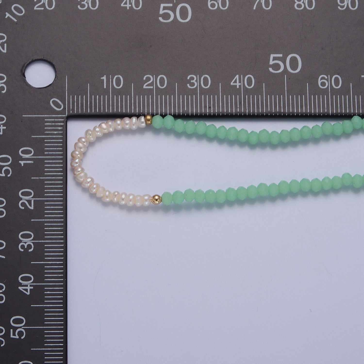 Pastel Color Glass Beaded Necklace Faceted Rondell Beads with Fresh Water Pearl Necklace WA-1039 - DLUXCA