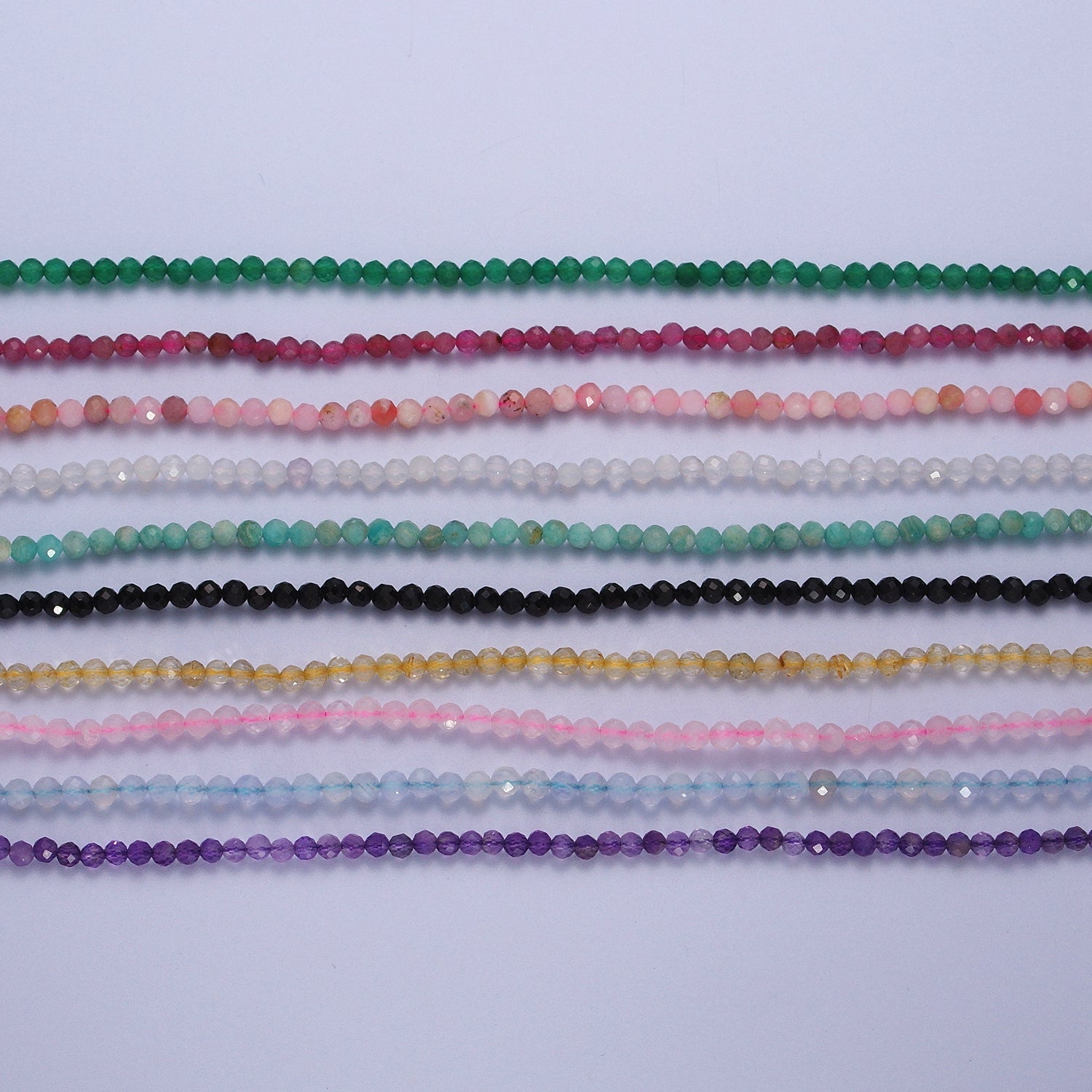 16 Inch Multifaceted 2.8mm Matte Gemstone Bead Necklace | WA-1469 ~ WA-1478 - DLUXCA