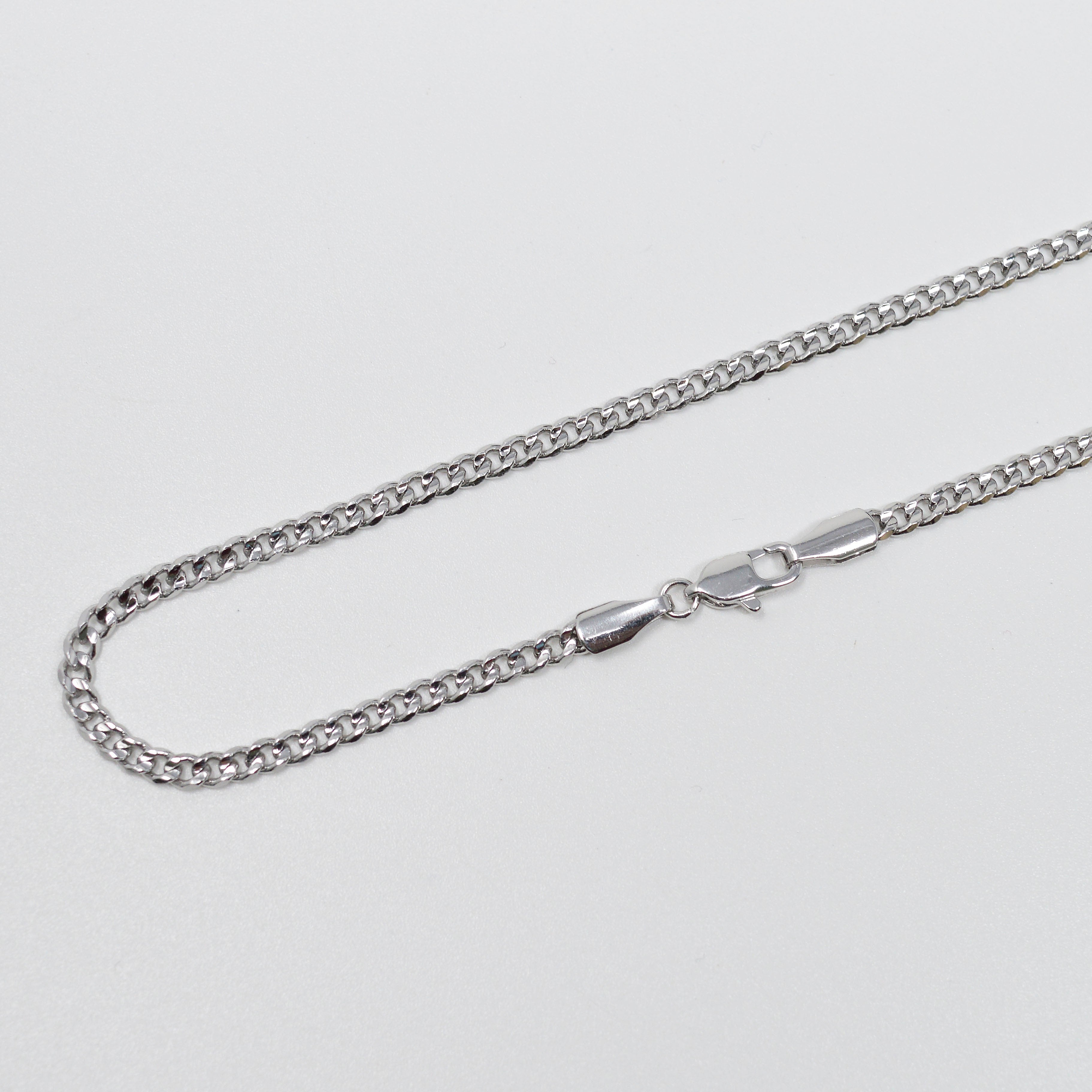 Silver Curb Chain Necklace, Medium Curb Chain Miami Cuban Link Necklace, 3mm Unisex Curb Chain for Necklace Unisex Chain Jewelry - DLUXCA