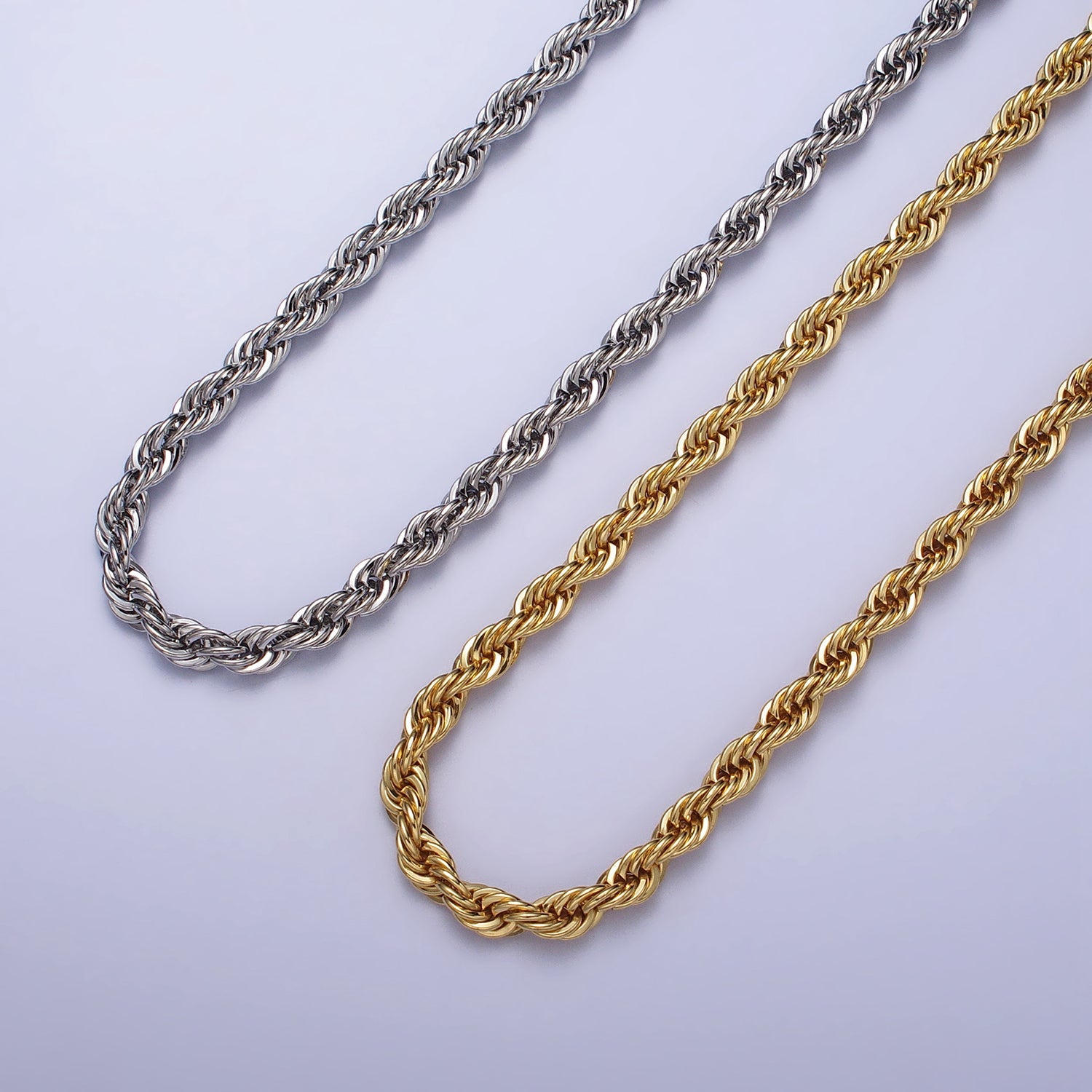 Bold Gold Rope necklace, Thick Chunky chain necklace 5mm Twist Necklace 17", 19.5 inch + 2 inch extender WA-1532 WA-1533 WA-1534 WA-1535 - DLUXCA