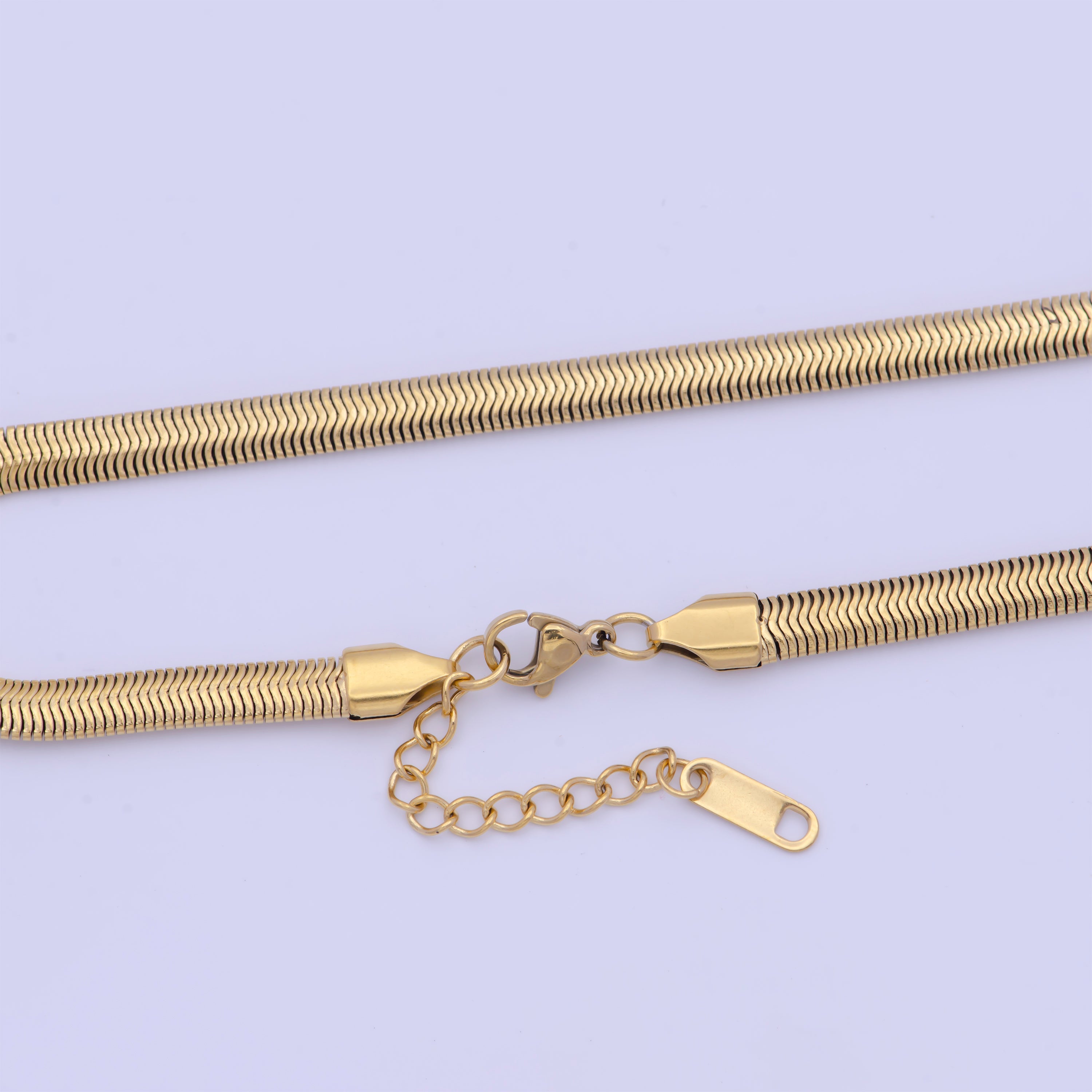 Snake Chain Necklace 16,18,20 Inch + 2.5" extender Length in 24k Gold Filled Chain WA-1138 - DLUXCA