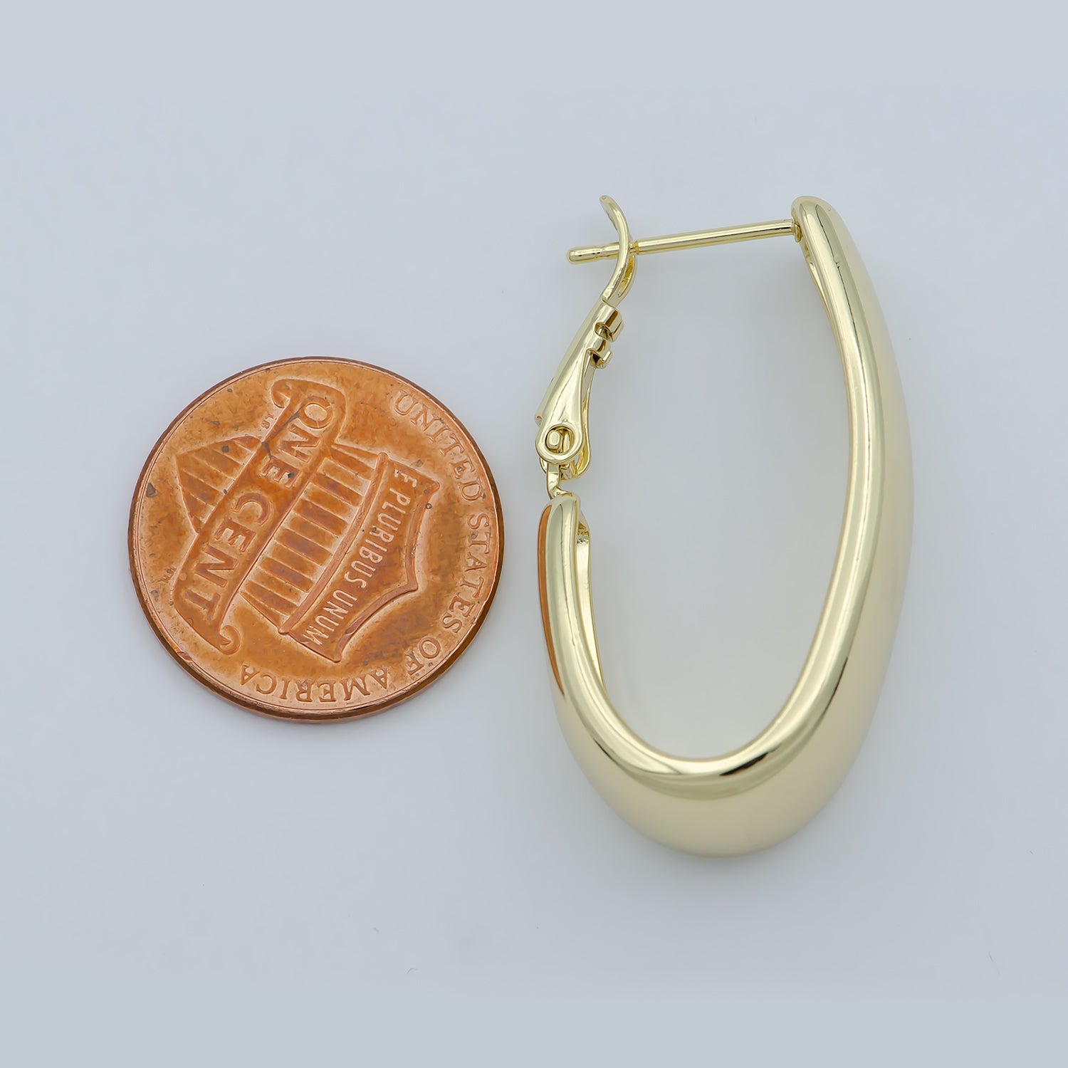 1pair Golden Thin Huggies Earrings, Plain Gold Filled Geometric Formal/Casual Earring Jewelry P257 - DLUXCA