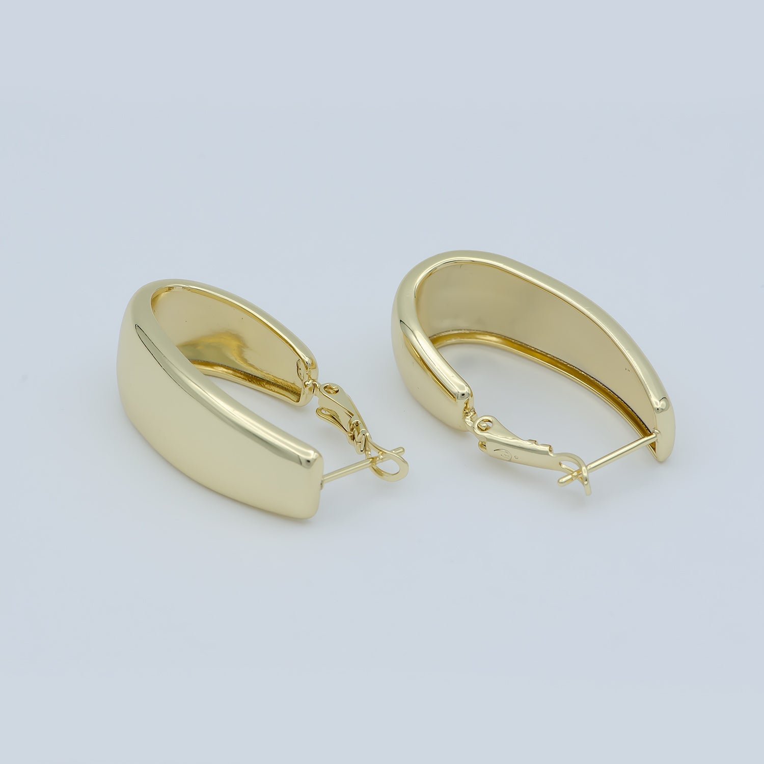 1pair Golden Thin Huggies Earrings, Plain Gold Filled Geometric Formal/Casual Earring Jewelry P257 - DLUXCA