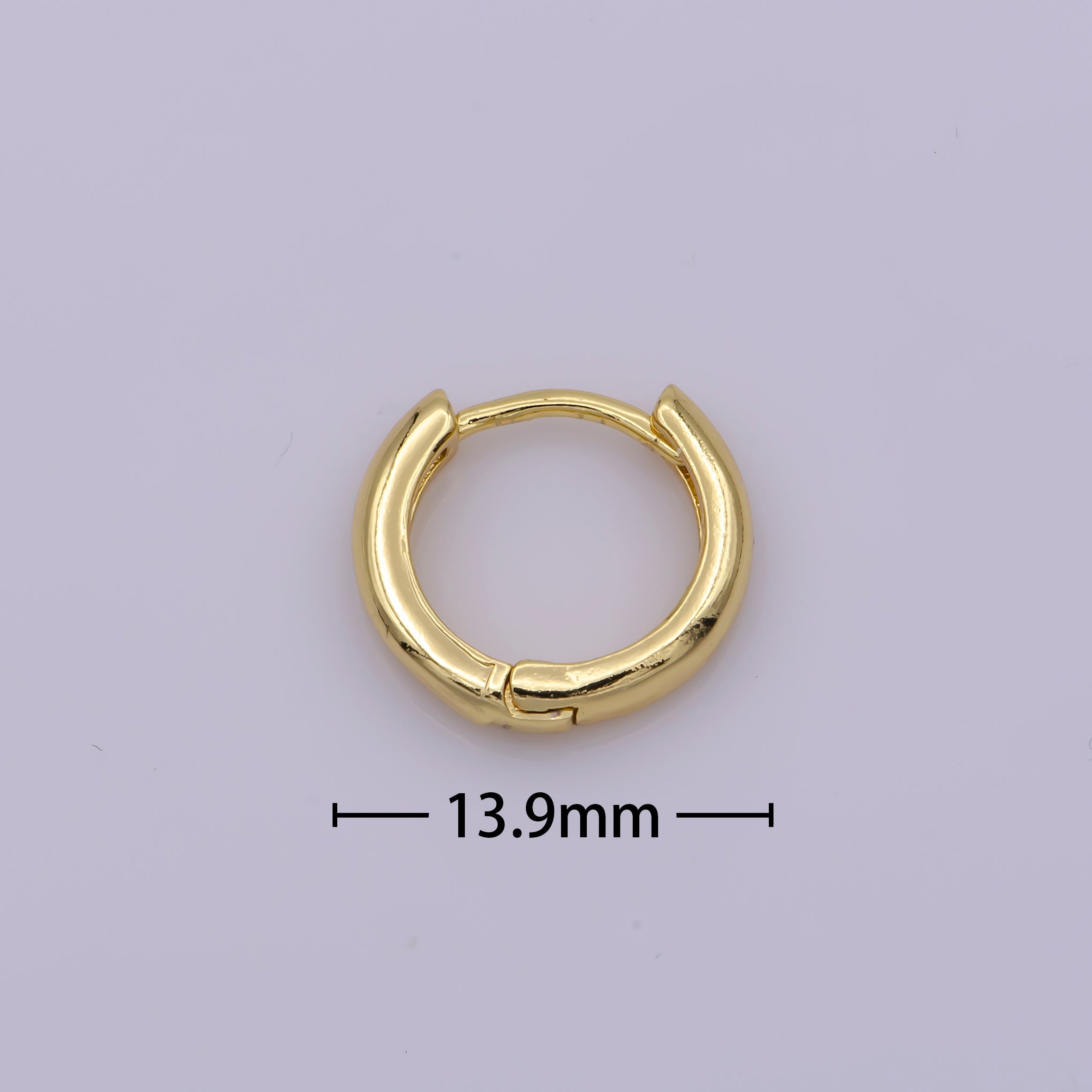 24K Gold Filled 14mm Dome Minimalist Huggie Hoop Earrings | Leo-564 - DLUXCA