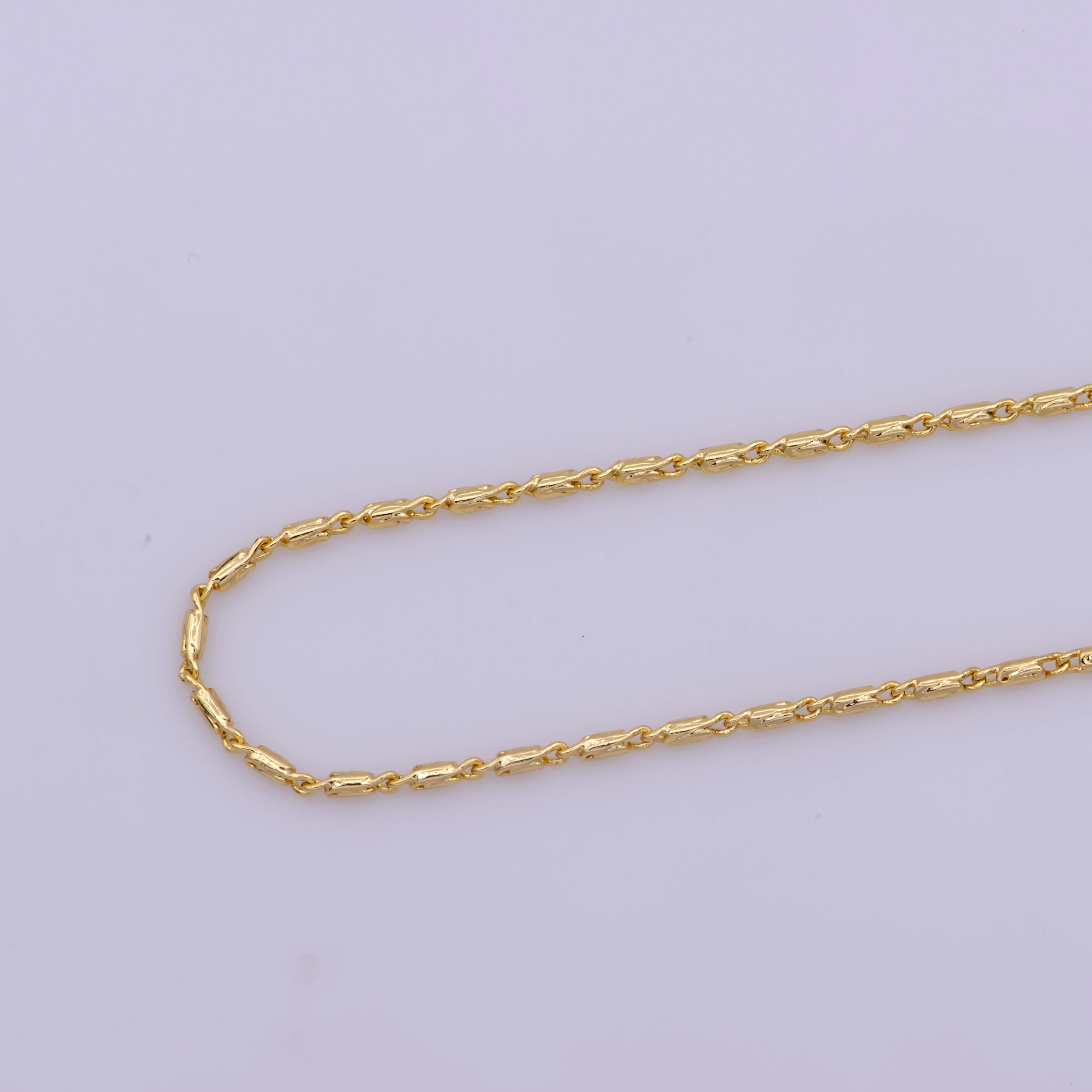 Dainty Scroll Chain Necklace 18 inch Long Ready to Wear Necklace in 16k Gold Filled - DLUXCA