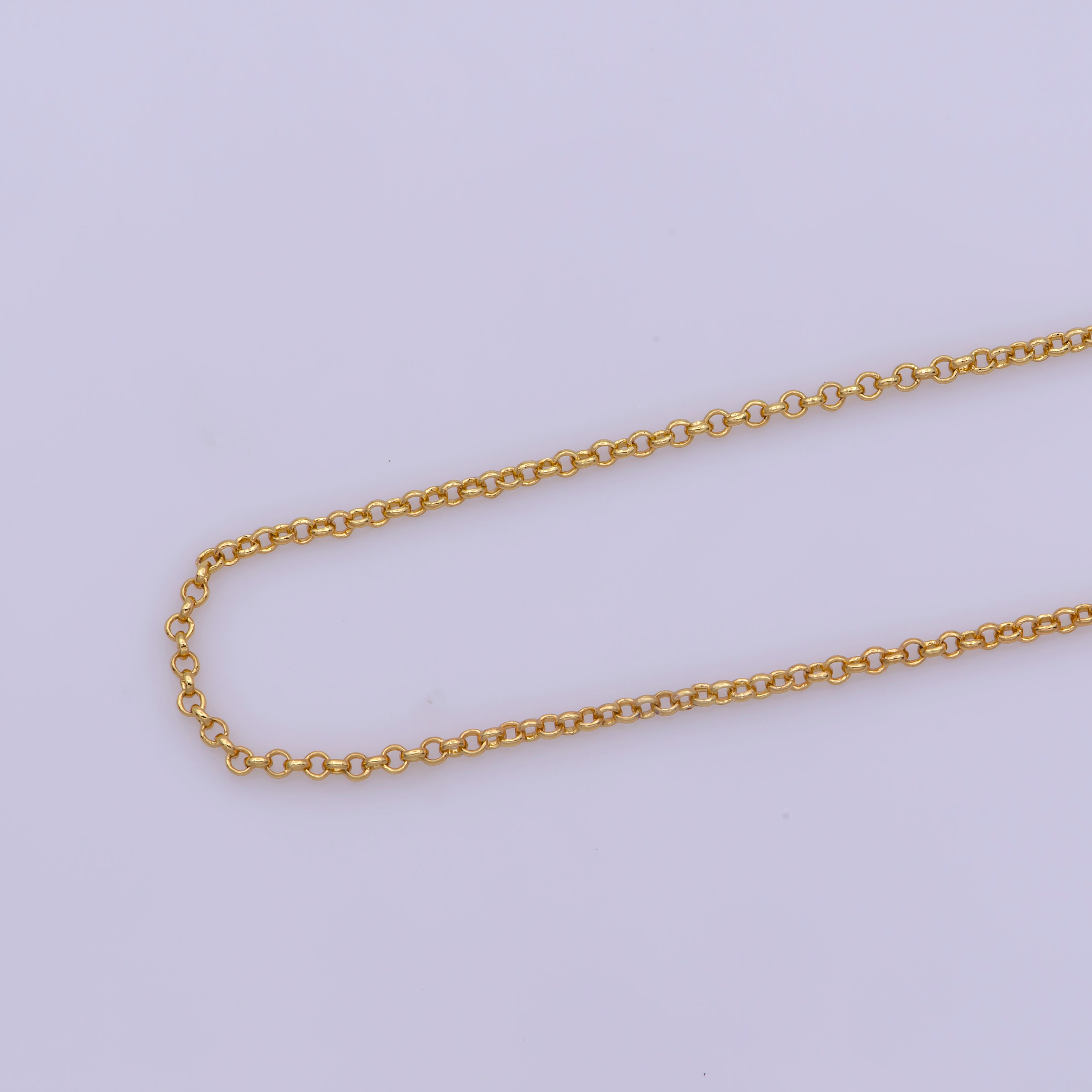 17.5" Ready To Use 16K Gold Filled Thin Rolo Necklace Chain, Layering Rolo Necklace, Dainty 1.4mm Rolo Necklace For Pendant & Charm Necklace Making, Rolo Necklace w/Spring Ring - DLUXCA