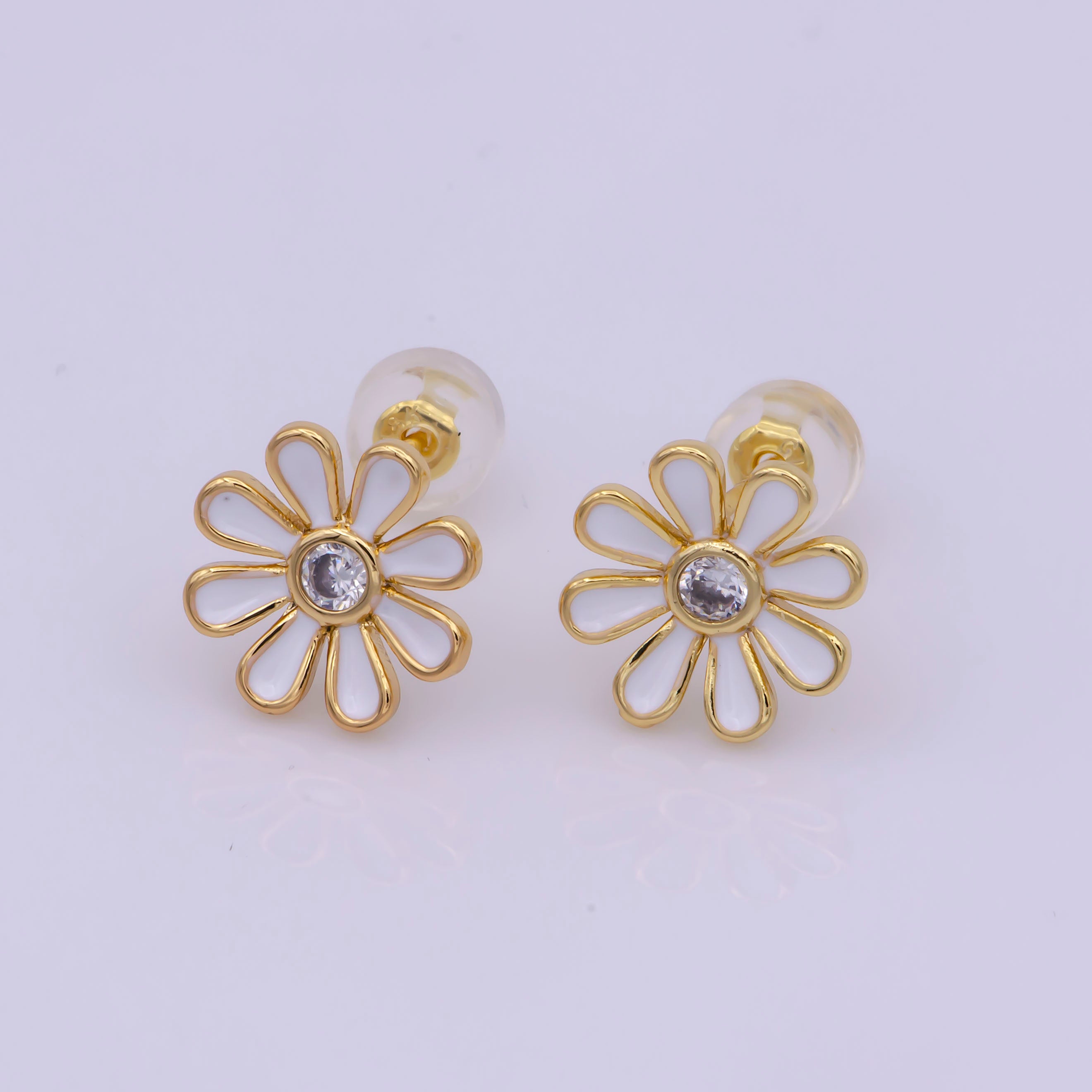 Daisy Earring Studs Floral Flower 18K Gold Plated Cute Dainty Earring for Gift - DLUXCA