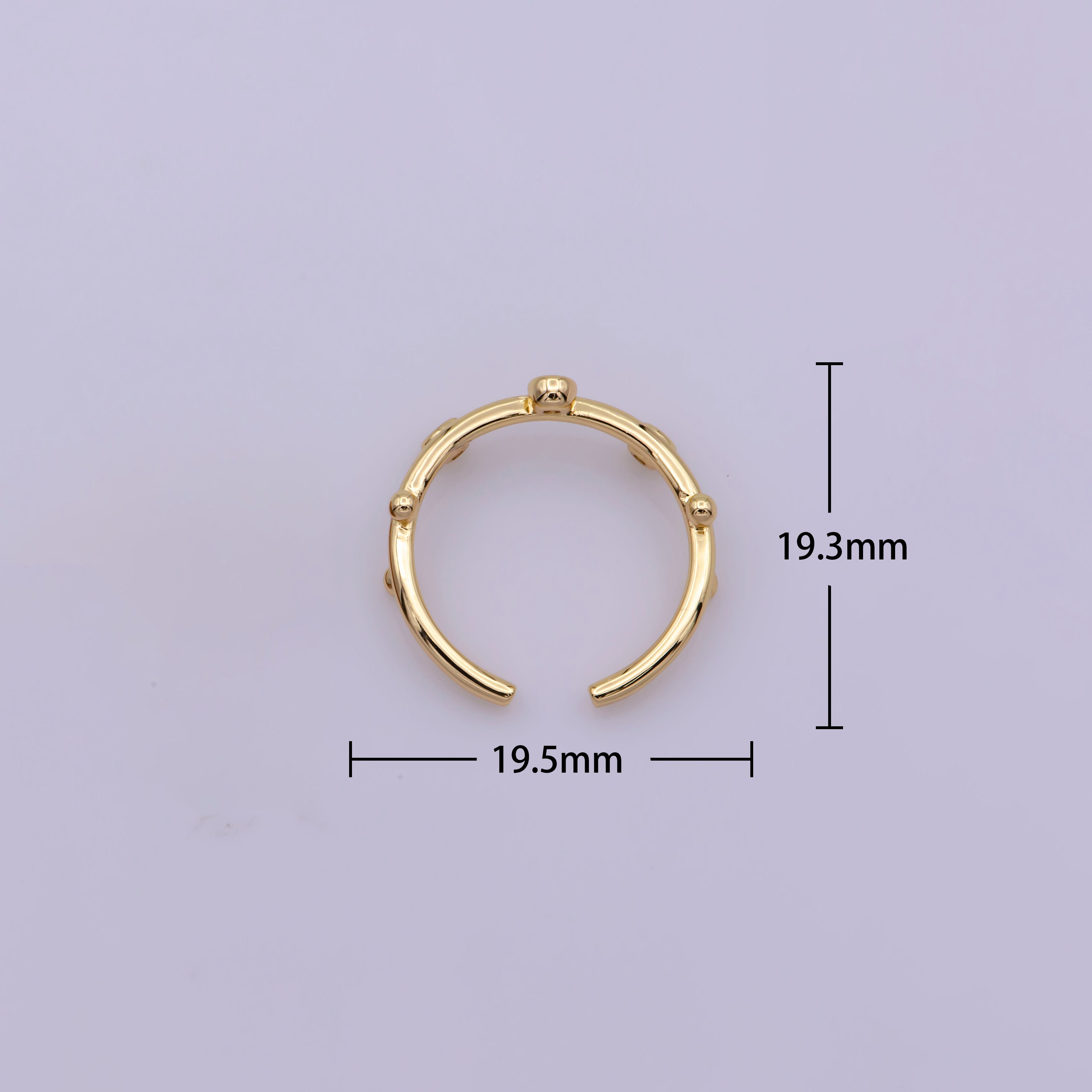 Dainty Gold Open Ring adjustable Round Cz Bezel cut for minimalist jewelry - DLUXCA