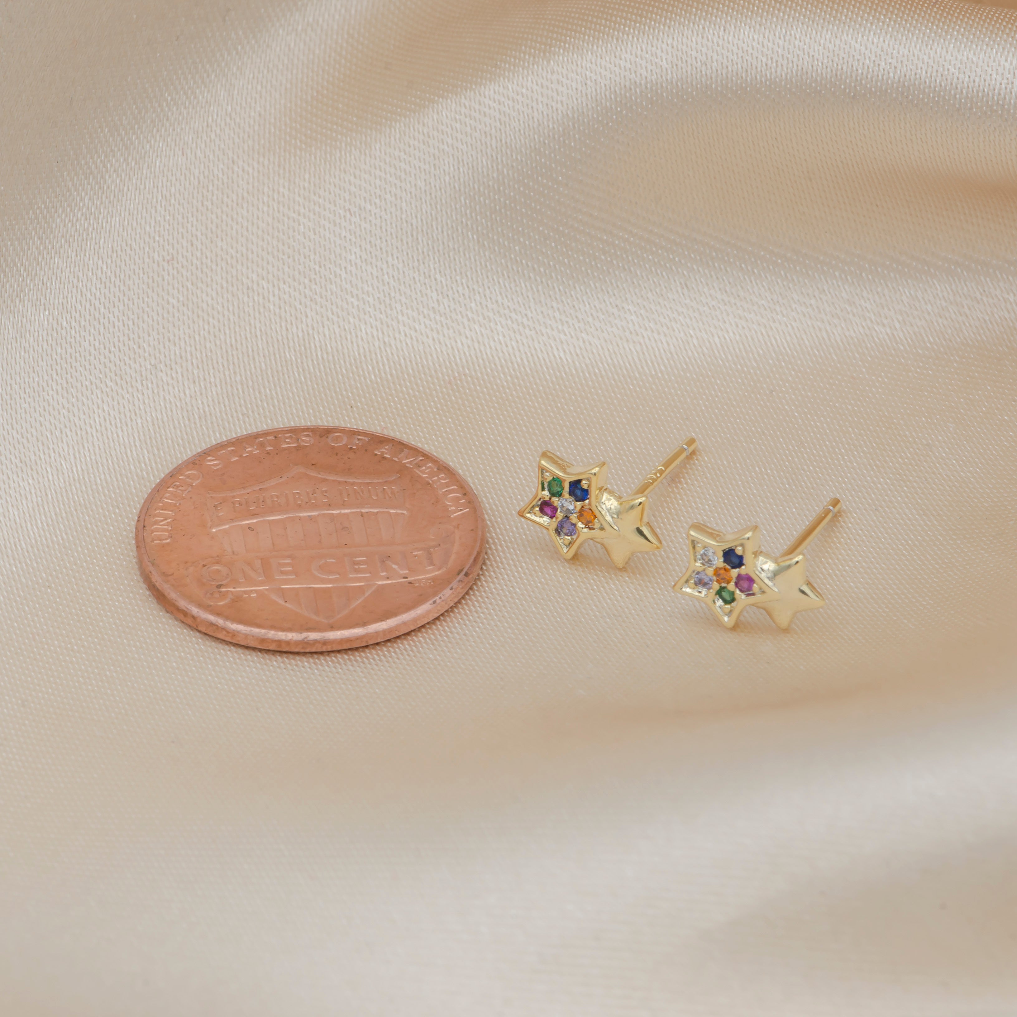 Dainty Star Plain Gold Studs Earring CZ Sky Nature Tiny Object Earring Jewelry GP-428 - DLUXCA