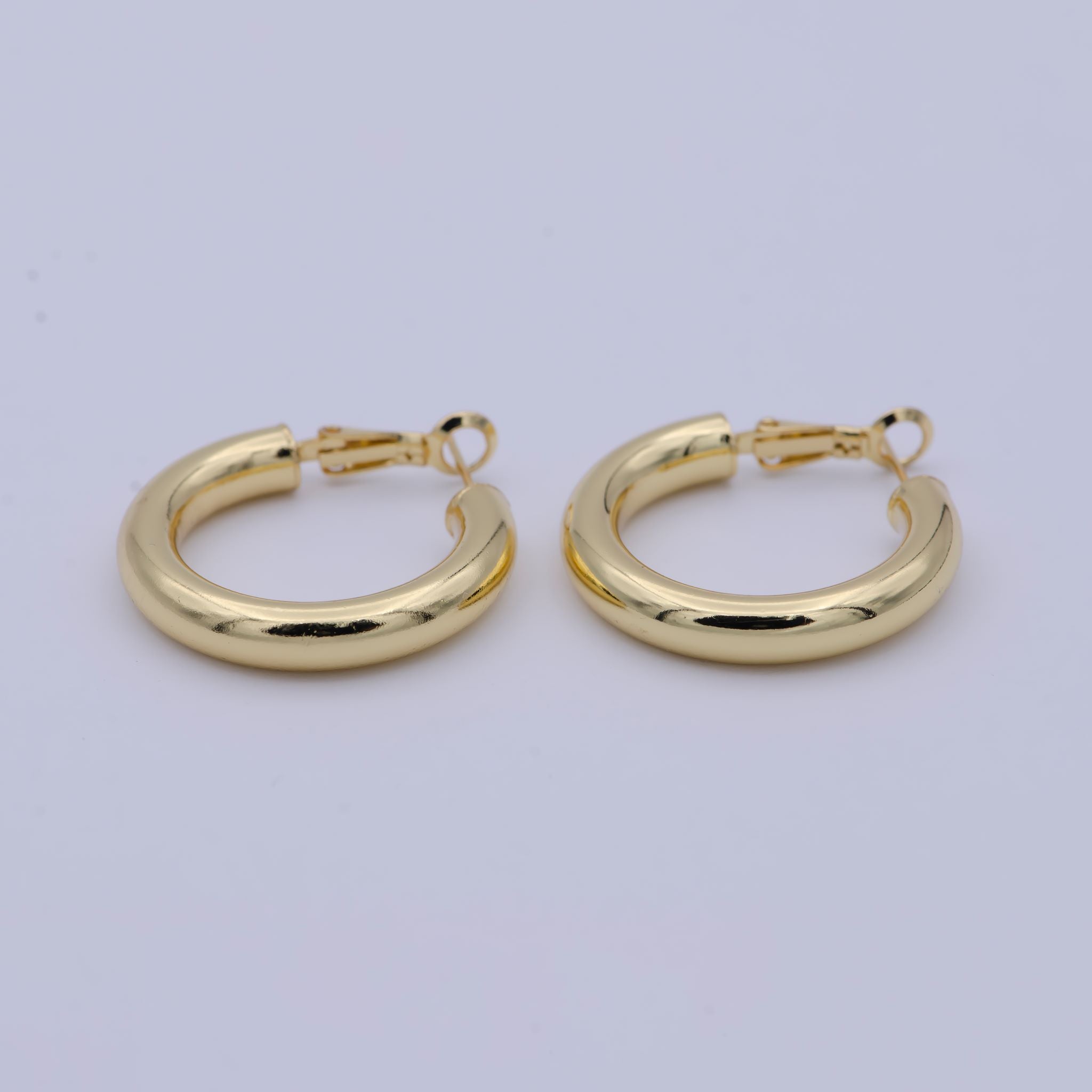 14k Gold Filled Hinged Hoops, Huggie Hoop Earrings, 30mm Tube, Hoop Flex Earrings for Everyday Wear Hypoallergenic - DLUXCA