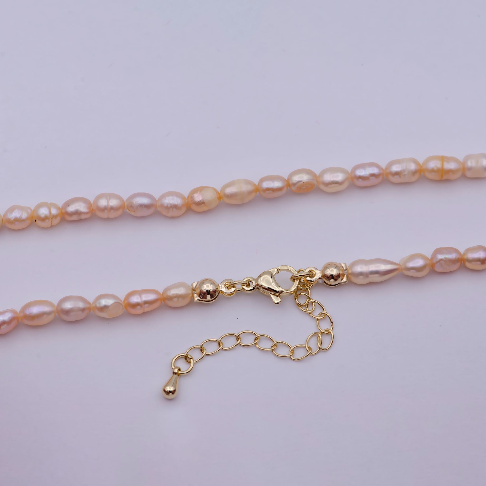 Dainty Pearl Necklace - Blush Peach Pink Bridal Wedding Jewelry - Bridesmaid Jewelry - Fresh Water Pearl Jewelry  WA-669 - DLUXCA