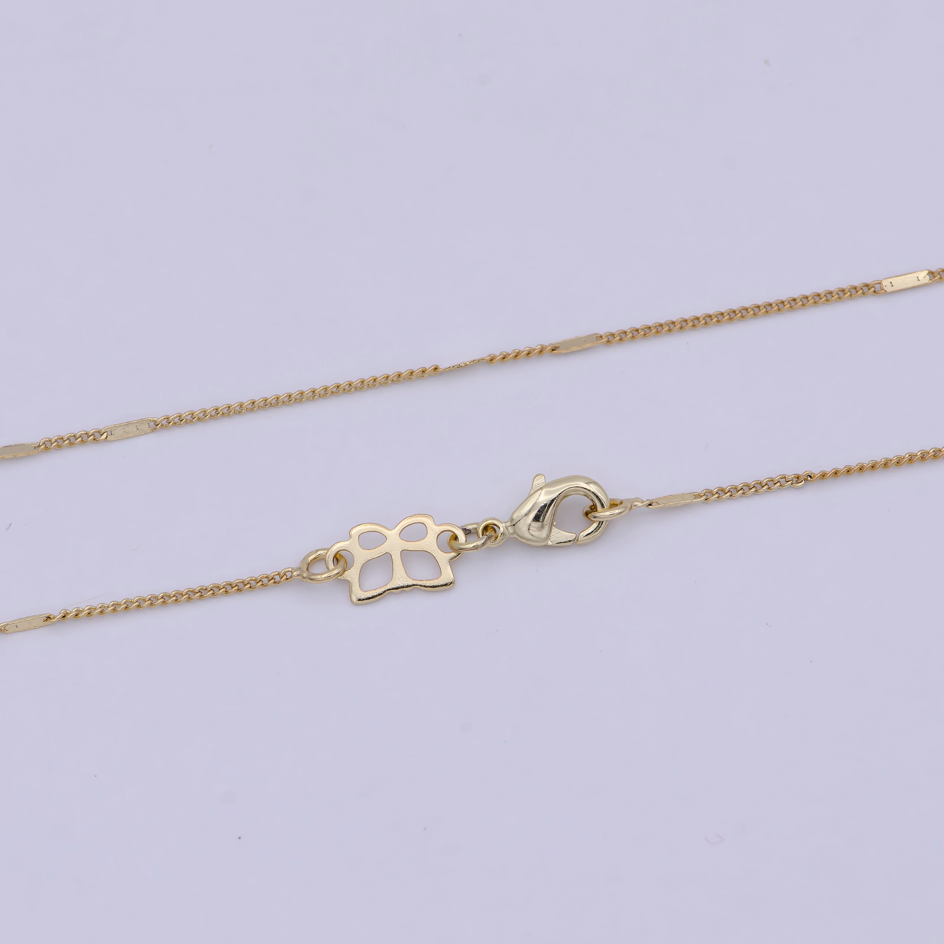 Dainty Gold Curb Chain 0.8 MM Fine 14k Gold Filled Minimalist Chain 17.7" Wholesale Necklace WA-750 - DLUXCA