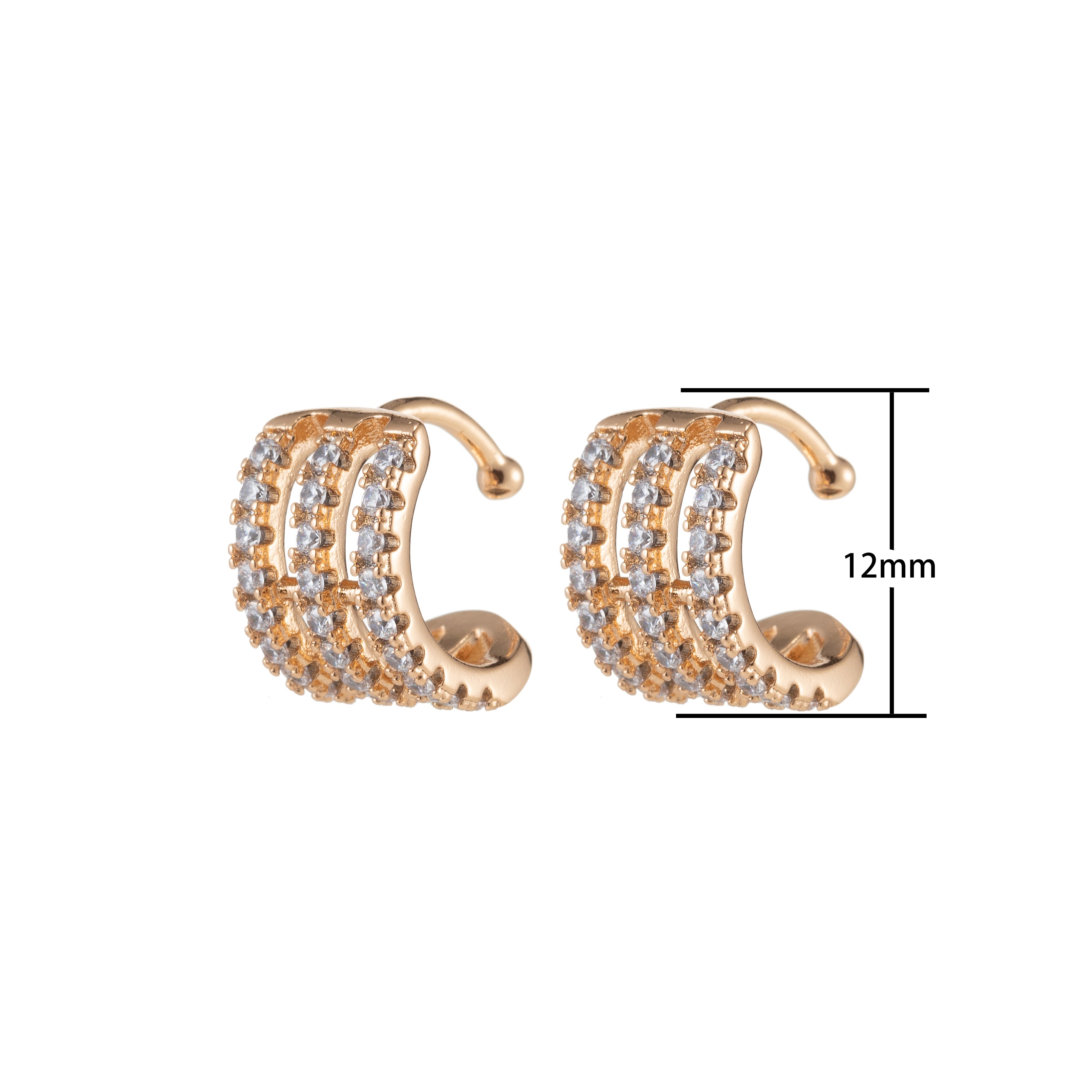 Gold Filled Three Lines Earcuffs - G012 - DLUXCA