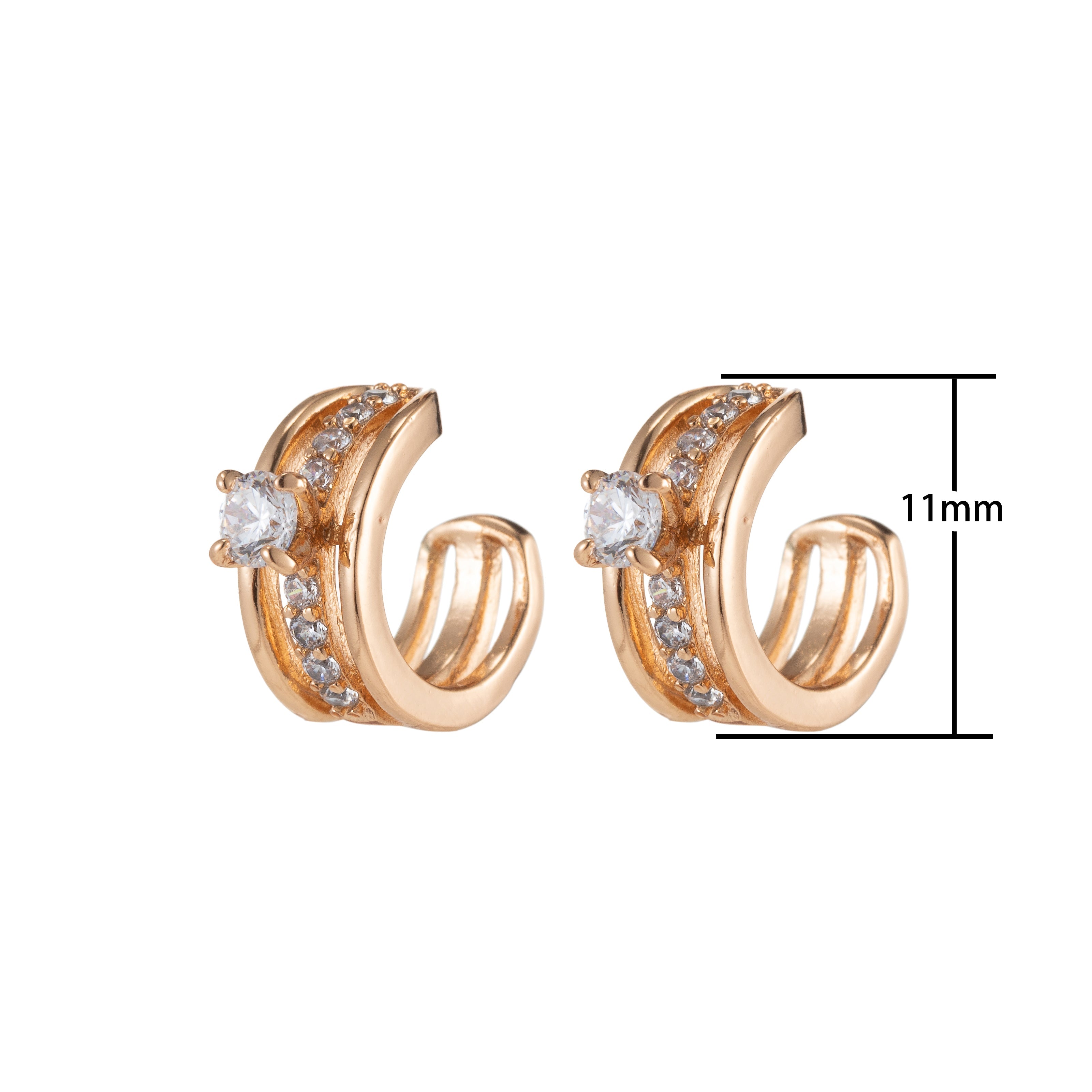 Gold Filled Crystal Earcuffs - G006 - DLUXCA