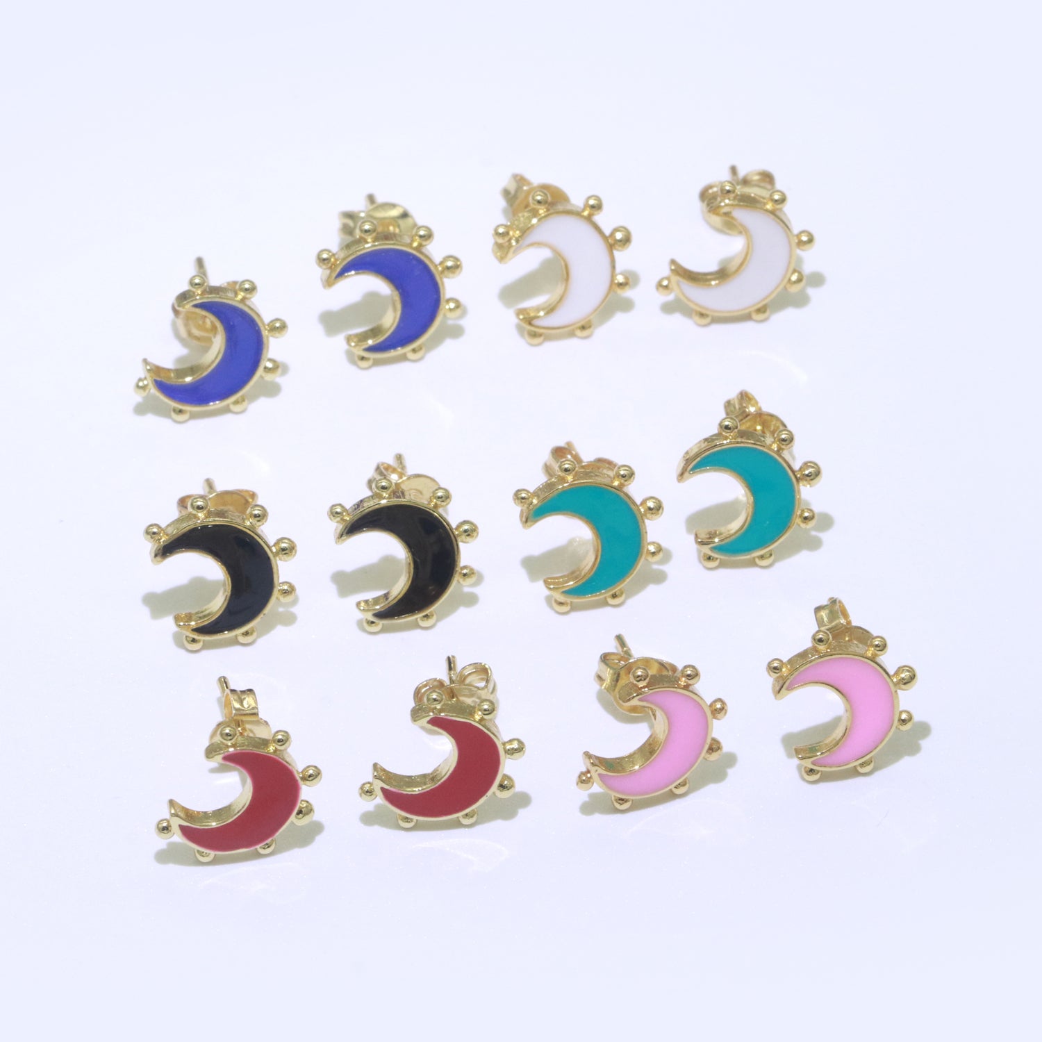 Moon Enamel Stud Earrings Gold Filled Cute Small Celestial Jewelry Hypoallergenic Stud Earrings for Women And Girls - DLUXCA