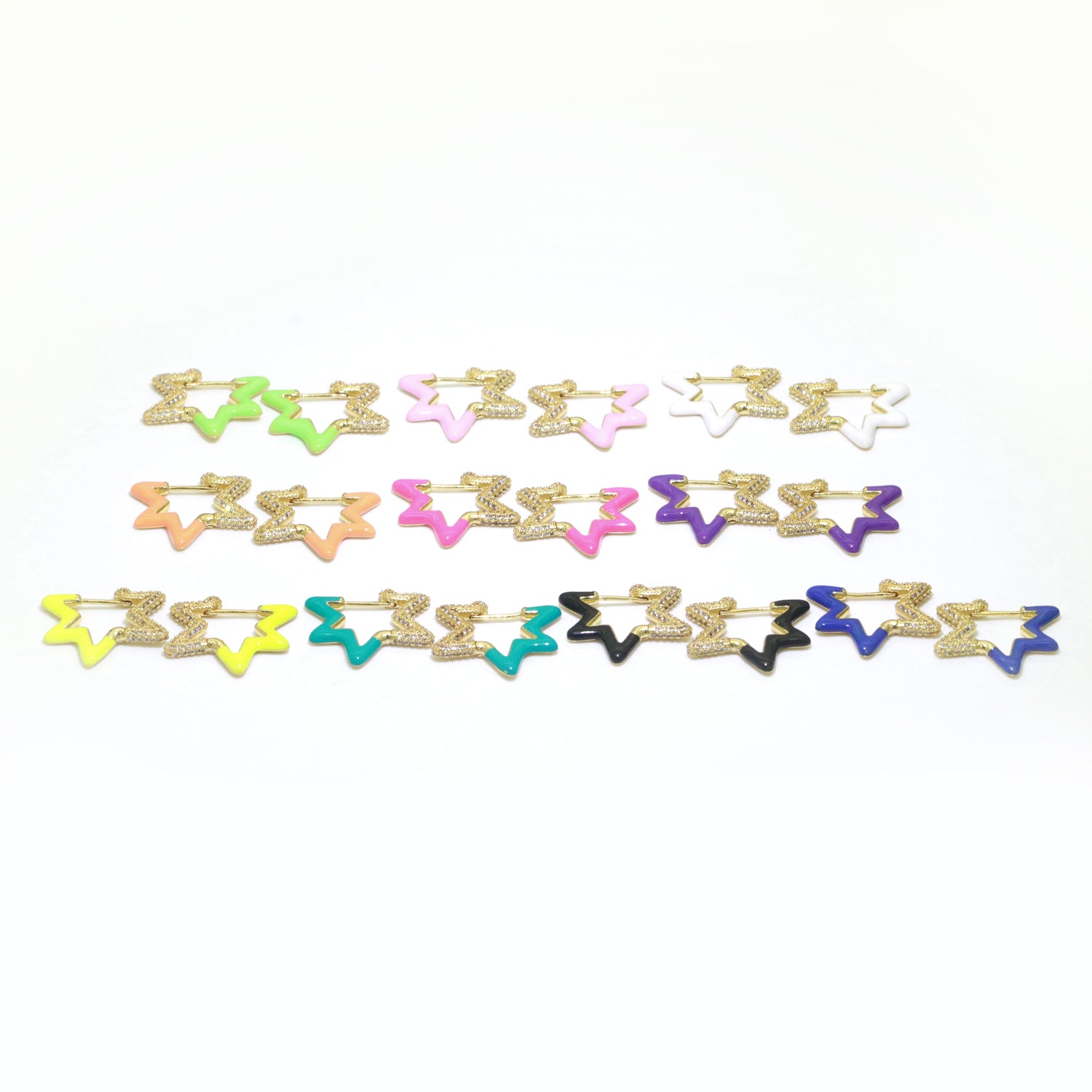 Colorful Hoop Earrings Star Shape Earrings for Women Teen Girls Trendy Y2k Earrings Cute Candy Micro Pave Hoop Earrings for Jewelry Gifts - DLUXCA