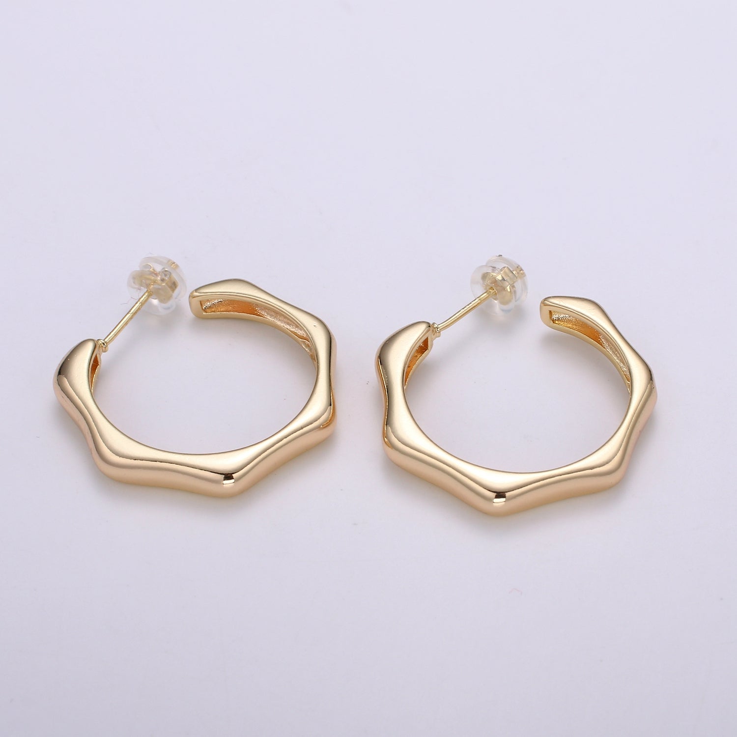 Hexagonal Earring 18K Gold Earring Geometric Hoops Earring design Everyday Earrings, Statement Earrings, Gifts For Her Q452 - DLUXCA