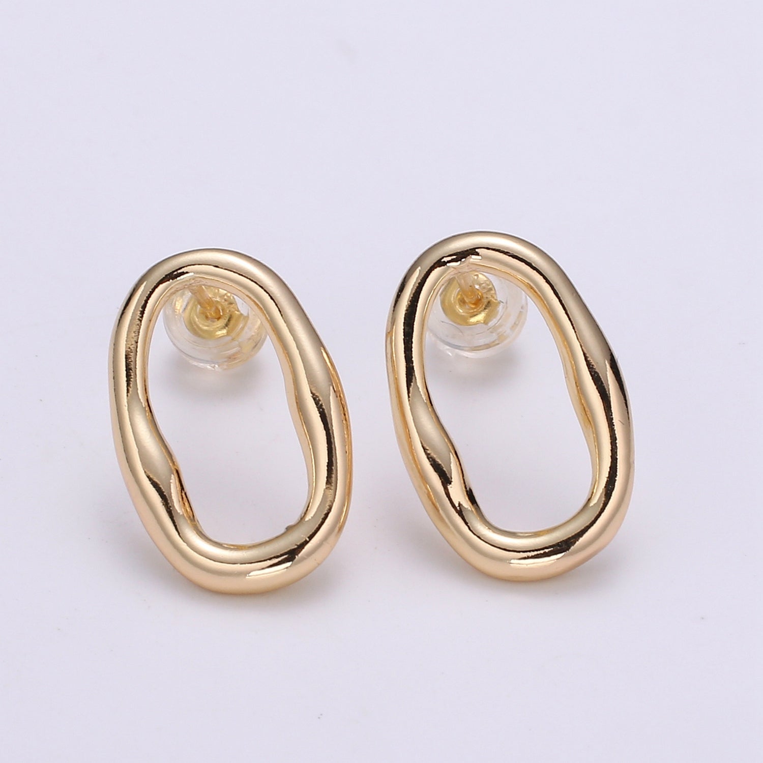 Ellips Design 18K Gold Stud Earring, Rose Gold Round for DIY Earring Craft Supply Jewelry Making Q454 - DLUXCA