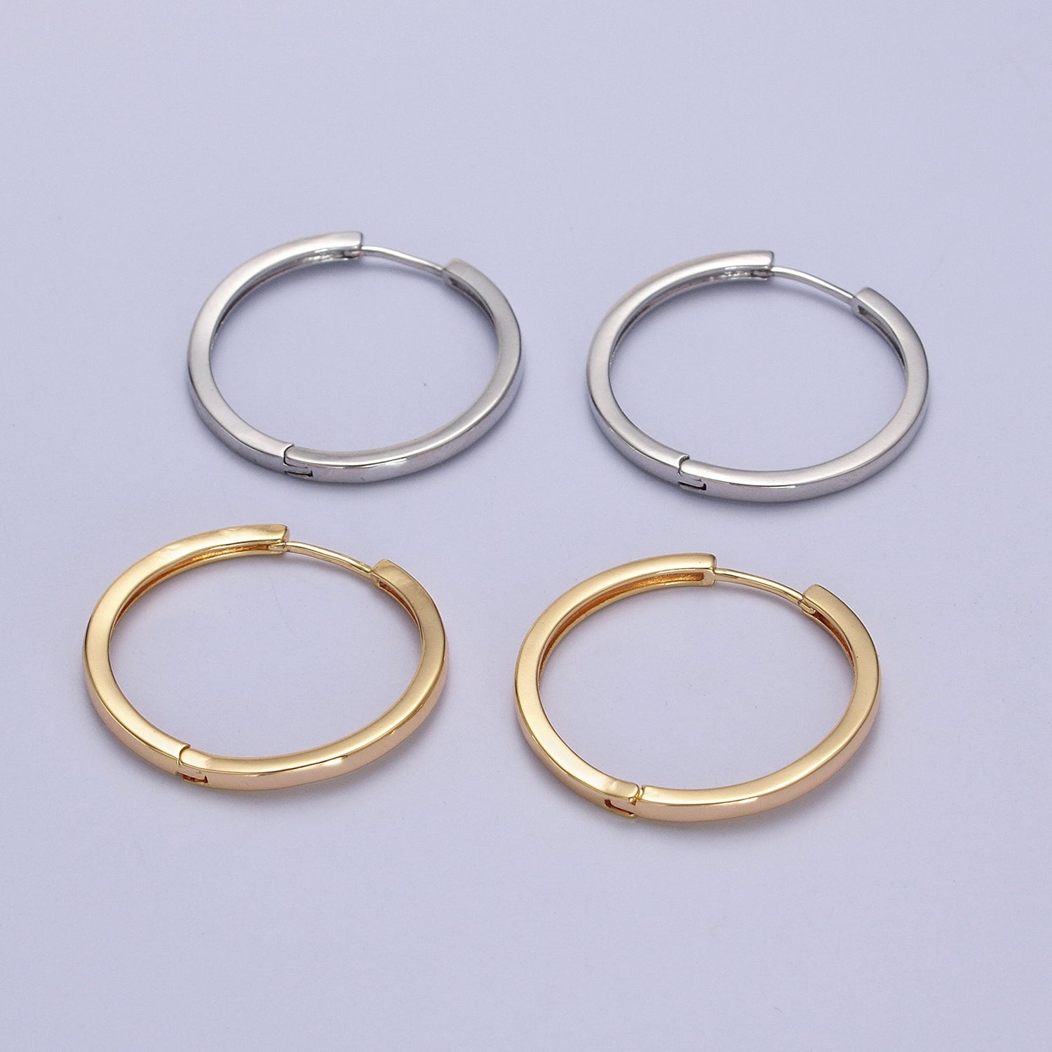 25mm Minimalist Endless Hoop Earrings in Gold & Silver | AB065 AB066 - DLUXCA