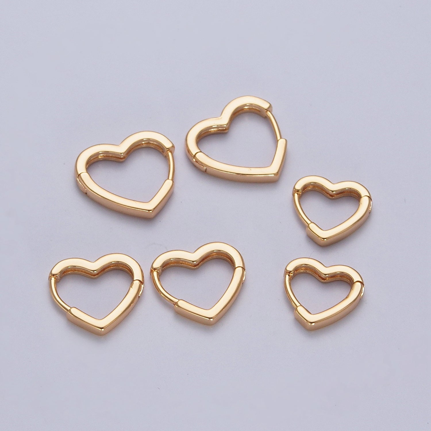 24K Gold Filled Heart Love For Huggie Hoop Earrings, Valentine Cubic Zirconia Earrings W747 W748 W749 - DLUXCA