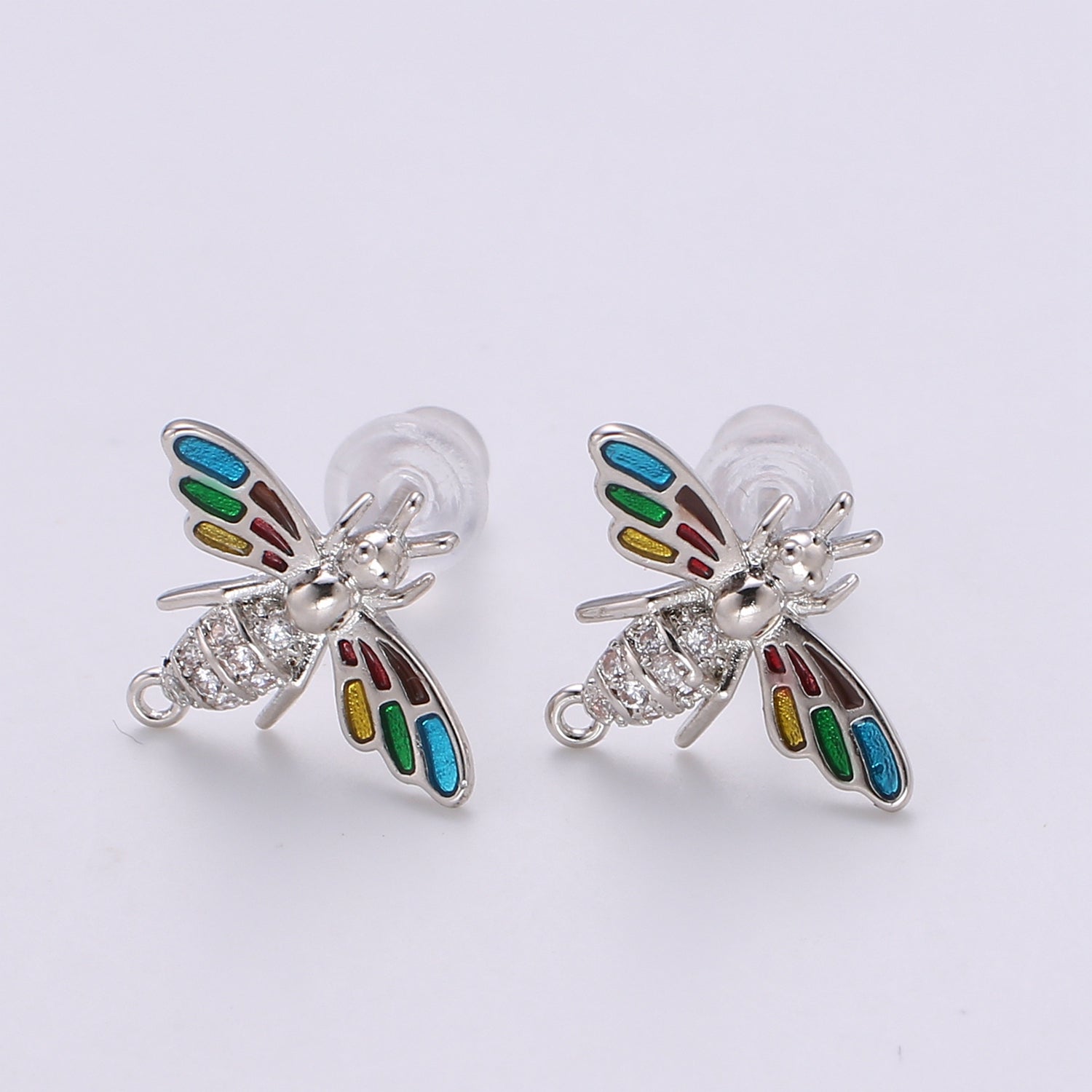 Bee Stud Earrings • Bumble Bee Earrings • Insect Jewelry • Gold Micro Pave Animal Earrings • Stud Earrings • Valentine gift• Cute Earrings - DLUXCA