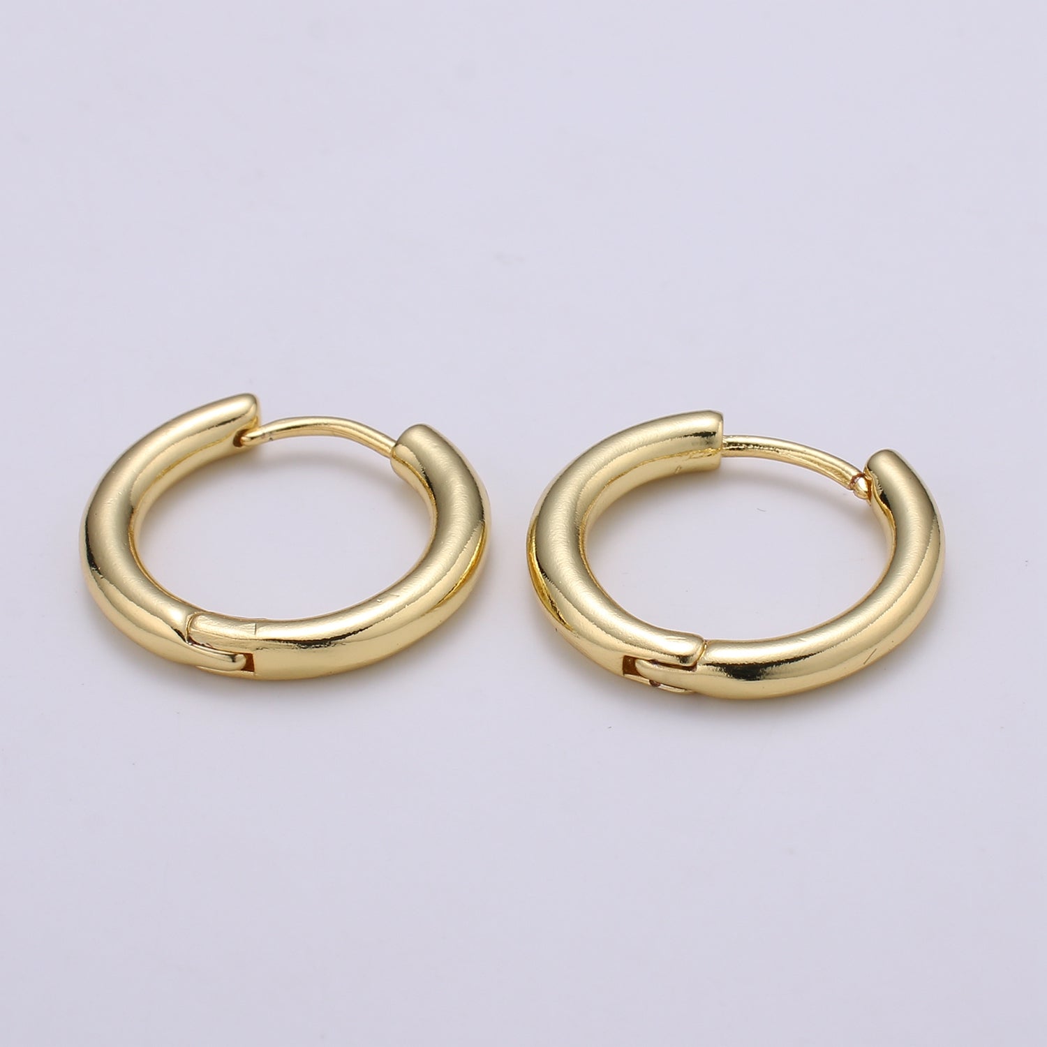 19.6mm Solid Hoops 14K Gold Plated, Zero Gold Earrings for DIY Earring Craft Supply Jewelry Making - DLUXCA