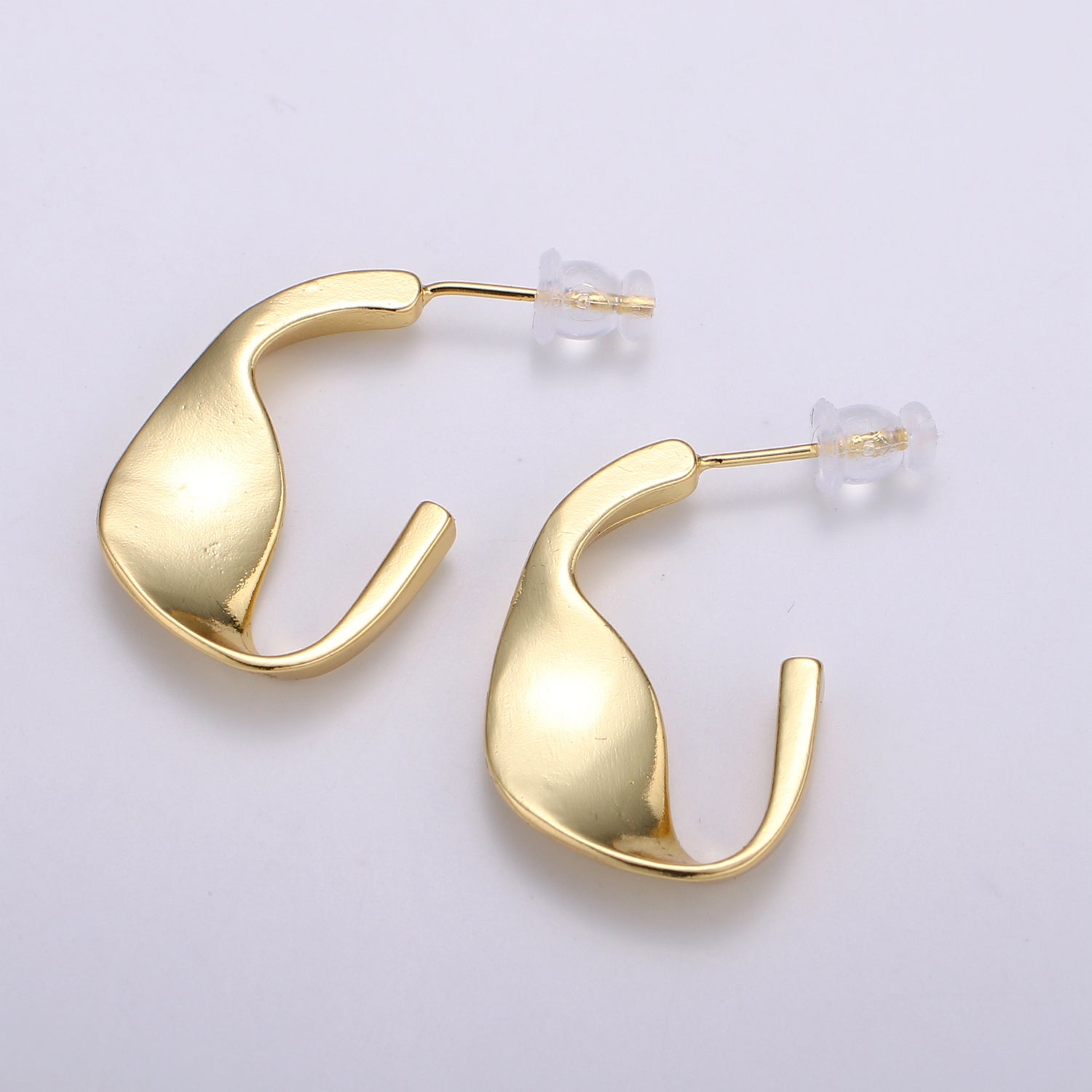 24.5 mm Plead Hook Hoops 14K Gold Plated, Weavy Gold Earrings for DIY Earring Craft Supply Jewelry Making - DLUXCA