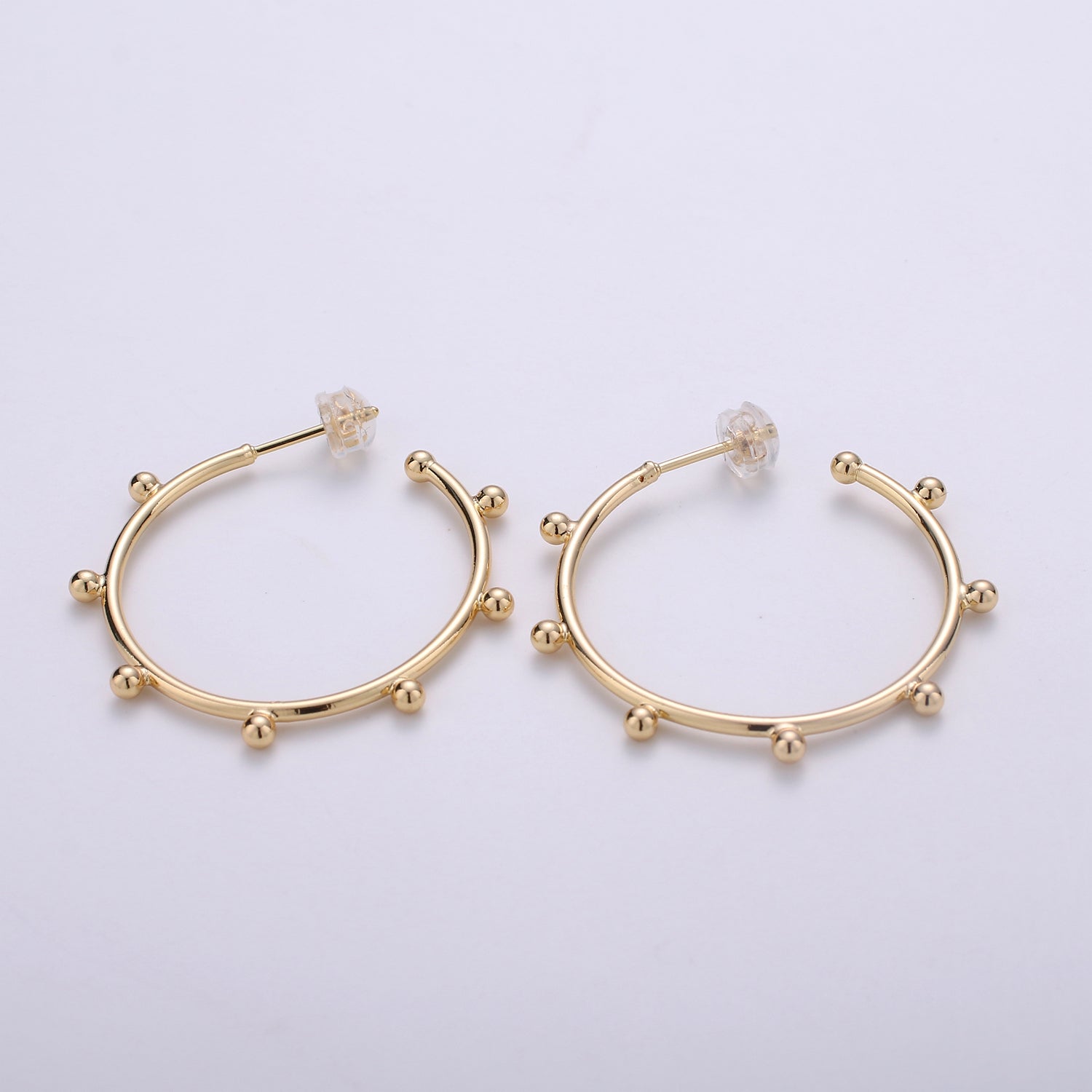 18K Gold Filled Ball Hoop Earrings, Beaded Hoop Earrings, Boho Hoop Earrings, Gold Ball Hoop Earrings, 25,35, 45mm Gold Hoop Earring - DLUXCA