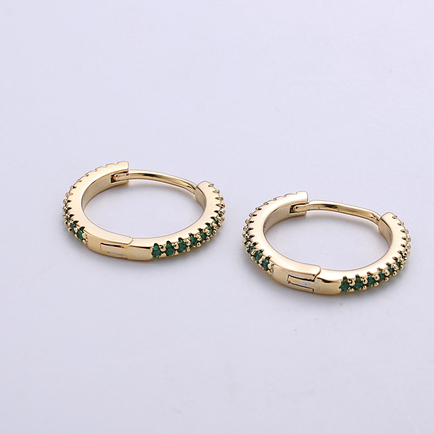 1 pair Gold hoop earrings - huggie hoops earrings - Dainty hoops Earring - Tiny hoops - Thin hoops - Minimalist Jewelry Micro Pave Earring - DLUXCA