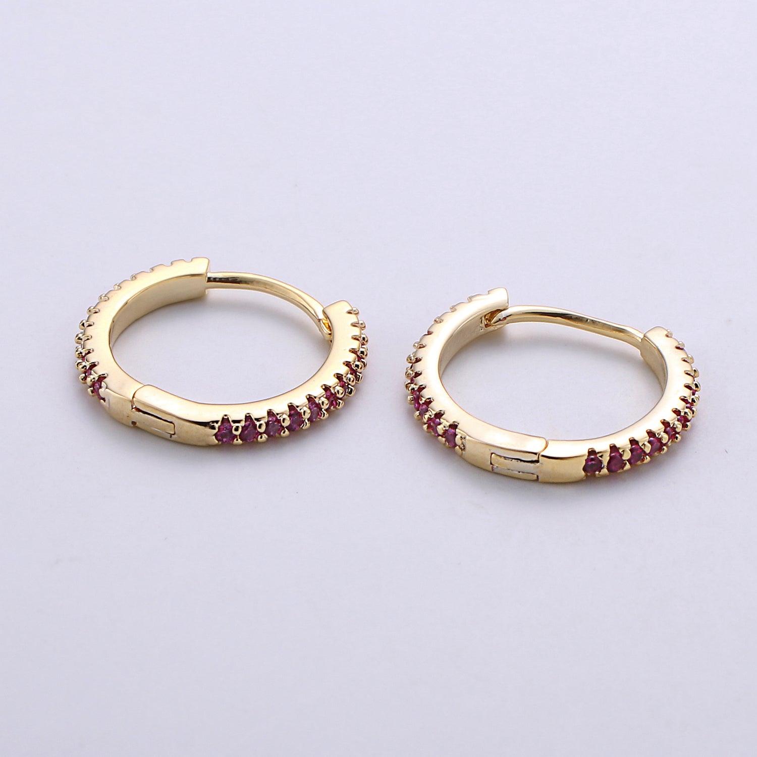 1 pair Gold hoop earrings - huggie hoops earrings - Dainty hoops Earring - Tiny hoops - Thin hoops - Minimalist Jewelry Micro Pave Earring - DLUXCA