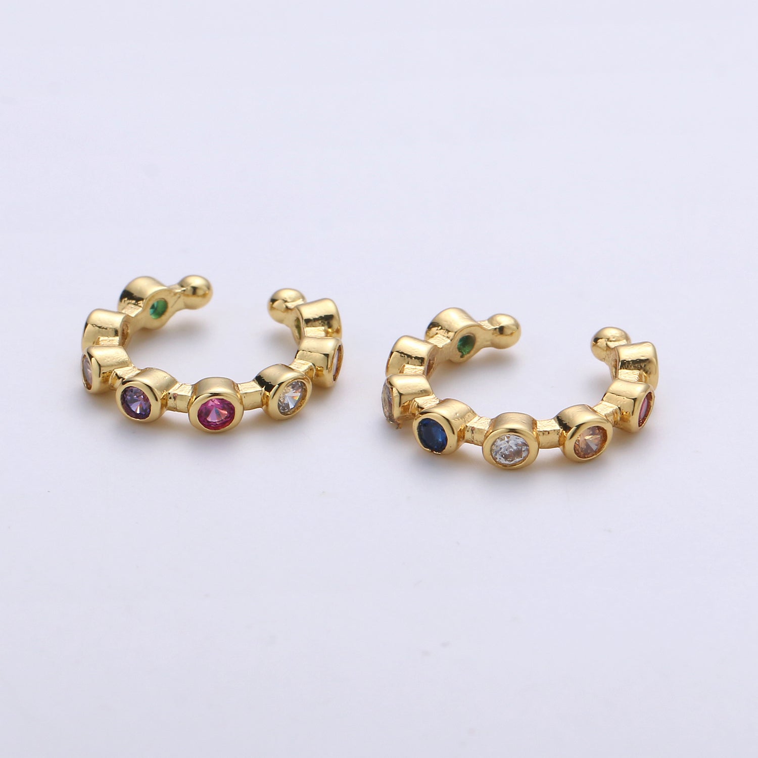 Rainbow Dots Gold Filled Earcuffs - G128 - DLUXCA