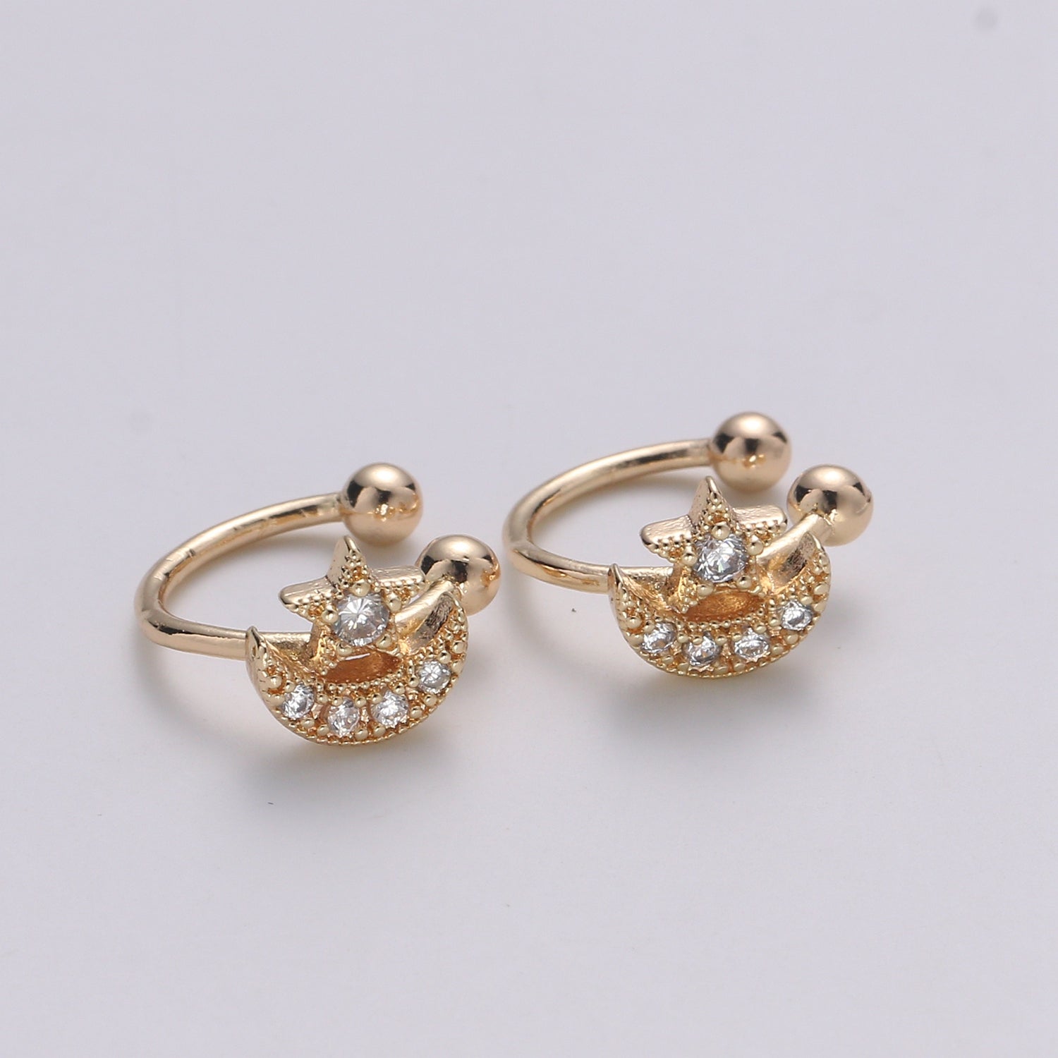 Gold Filled Celestial Moon and Star Earcuffs - G133 - DLUXCA