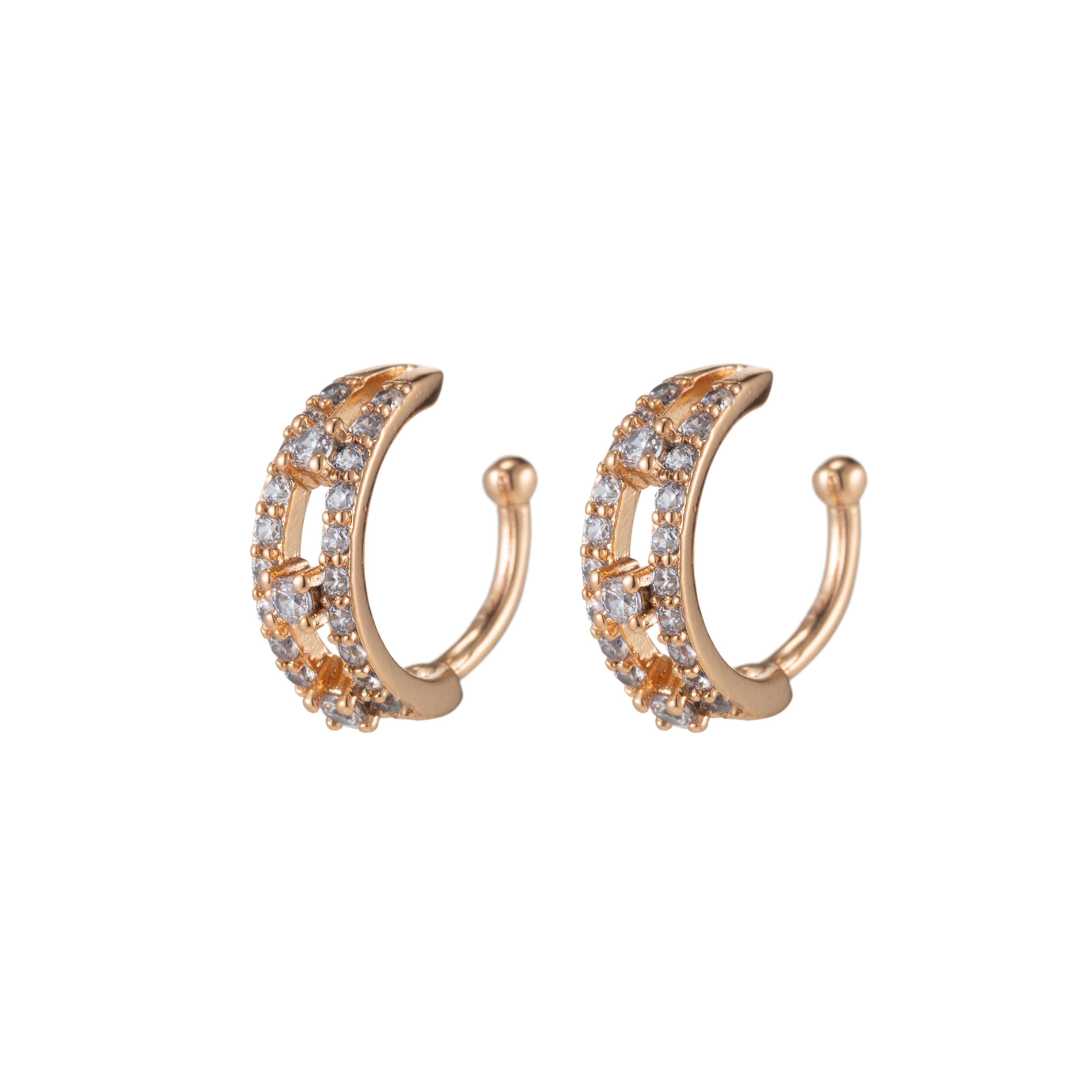 Gold Filled Simple Crystal Earcuffs - G020 - DLUXCA