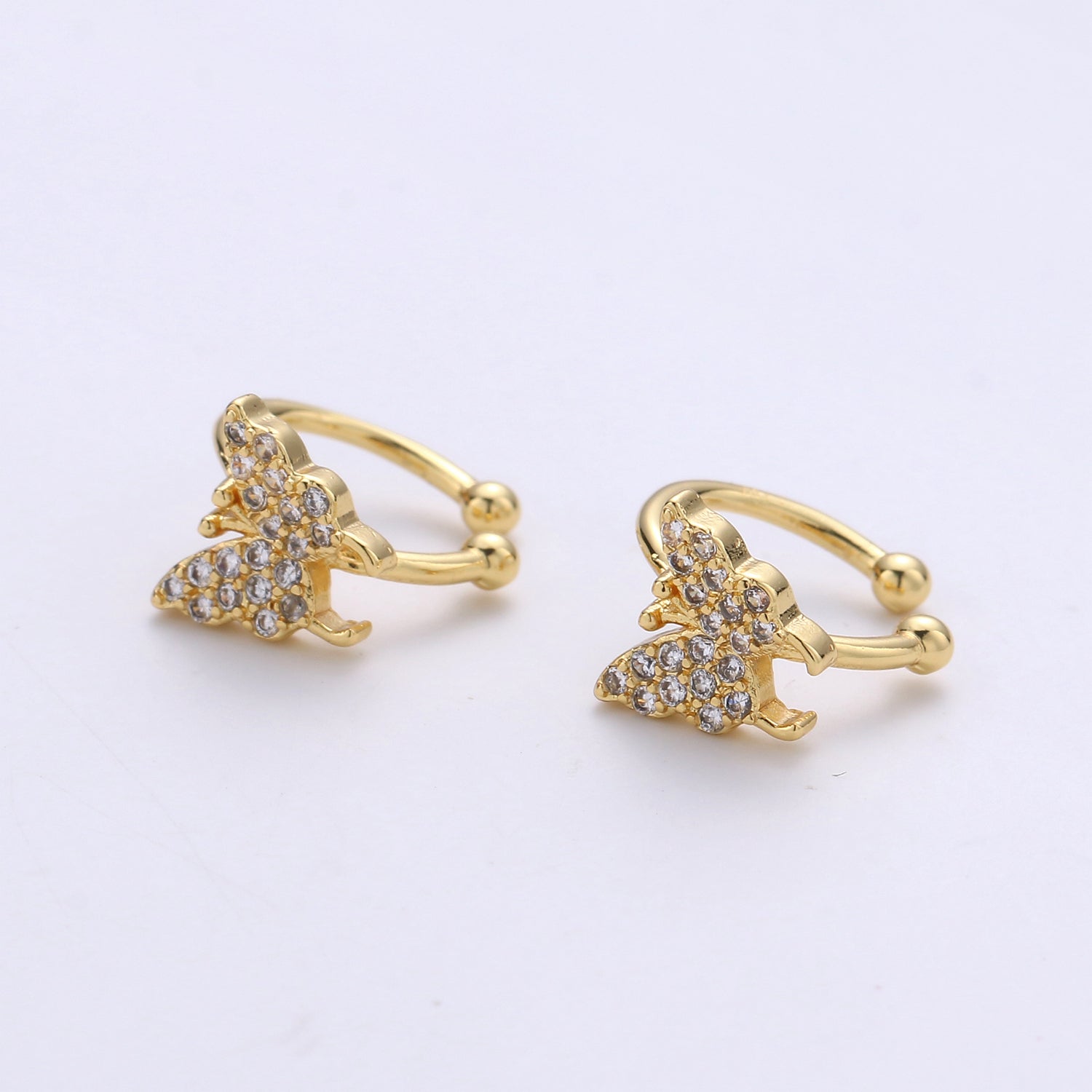 Dainty Gold Filled Little Butterfly Earcuffs - G076 - DLUXCA