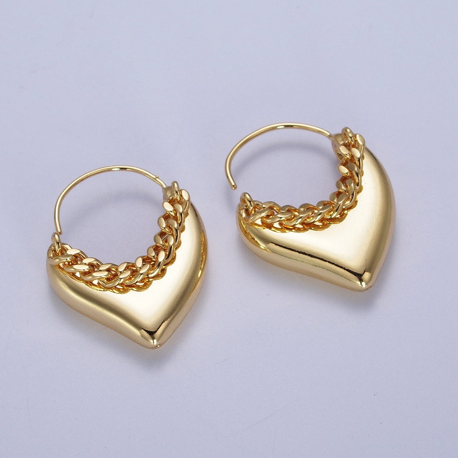 24K Gold Filled Geometric Hanging Heart Earring Open Hoop Stud Earrings in Gold Silver | G102 G105 - DLUXCA