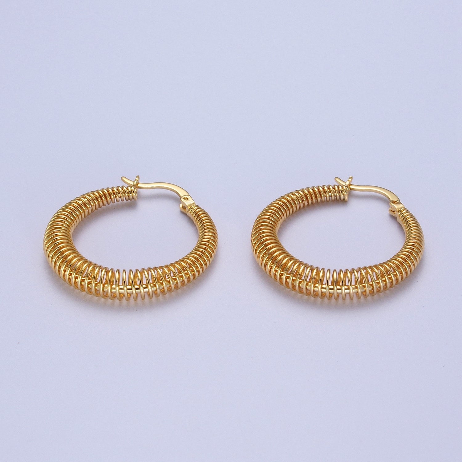 Gold Round Spiral Hoop Earring Statement Hoop Earrings Gold Rhombus Coil Earring G-398 - DLUXCA