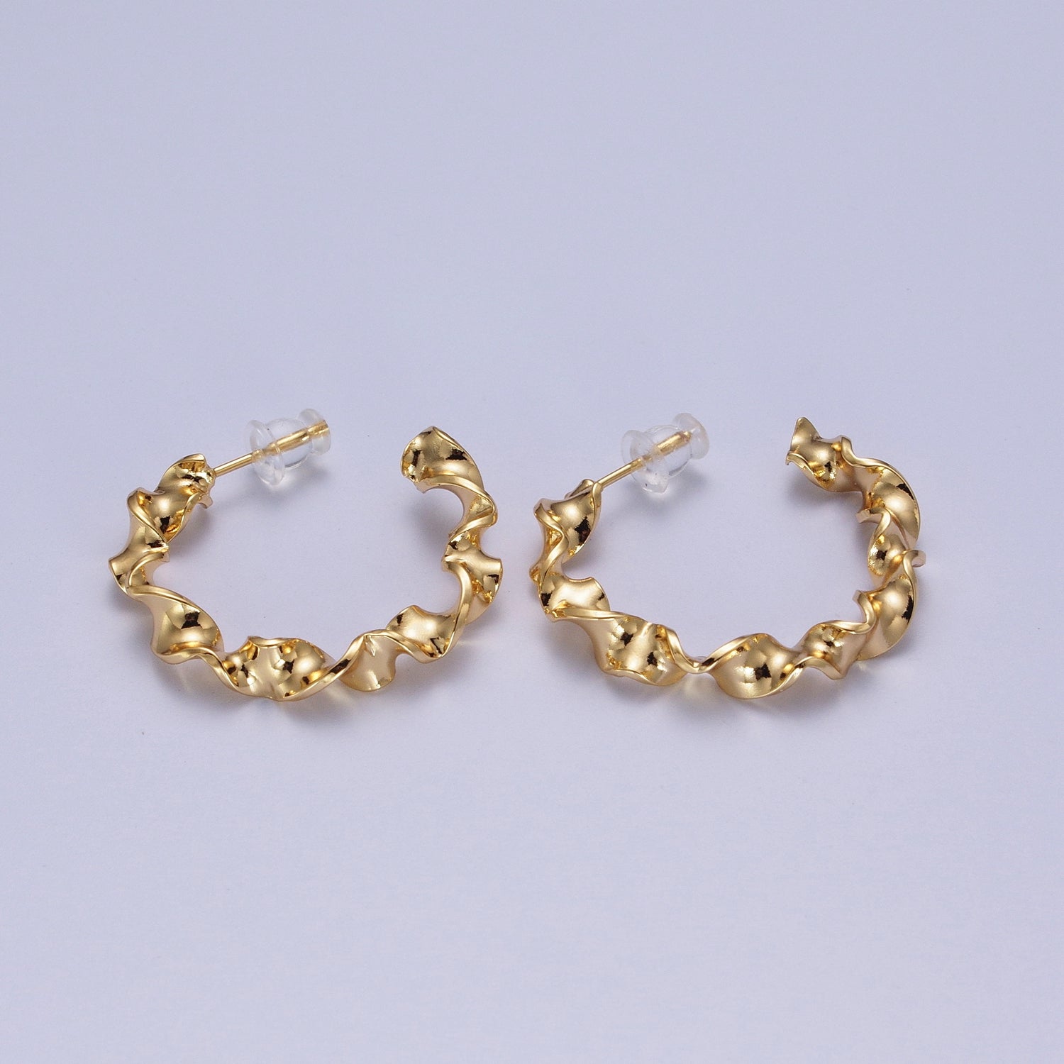 Modern Gold Hoop Earrings, Gold Hoops, Bold Hoop Earrings, Twisted Hoop Earrings, Dainty Hoops, Hammered Rustic Earring G-399 - DLUXCA