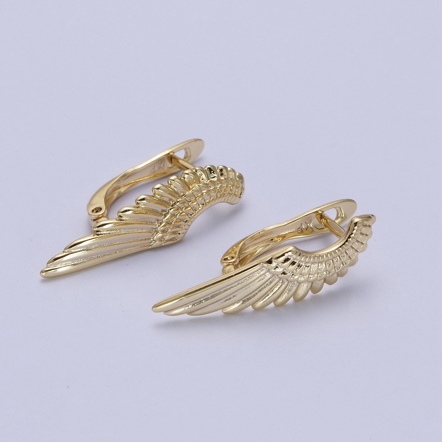 Angel Wing Earrings, Gold Hoop Earrings With Wing, Tiny Hoop Earrings, Huggie Hoop Earrings, Minimalist Jewelry G-935 - DLUXCA