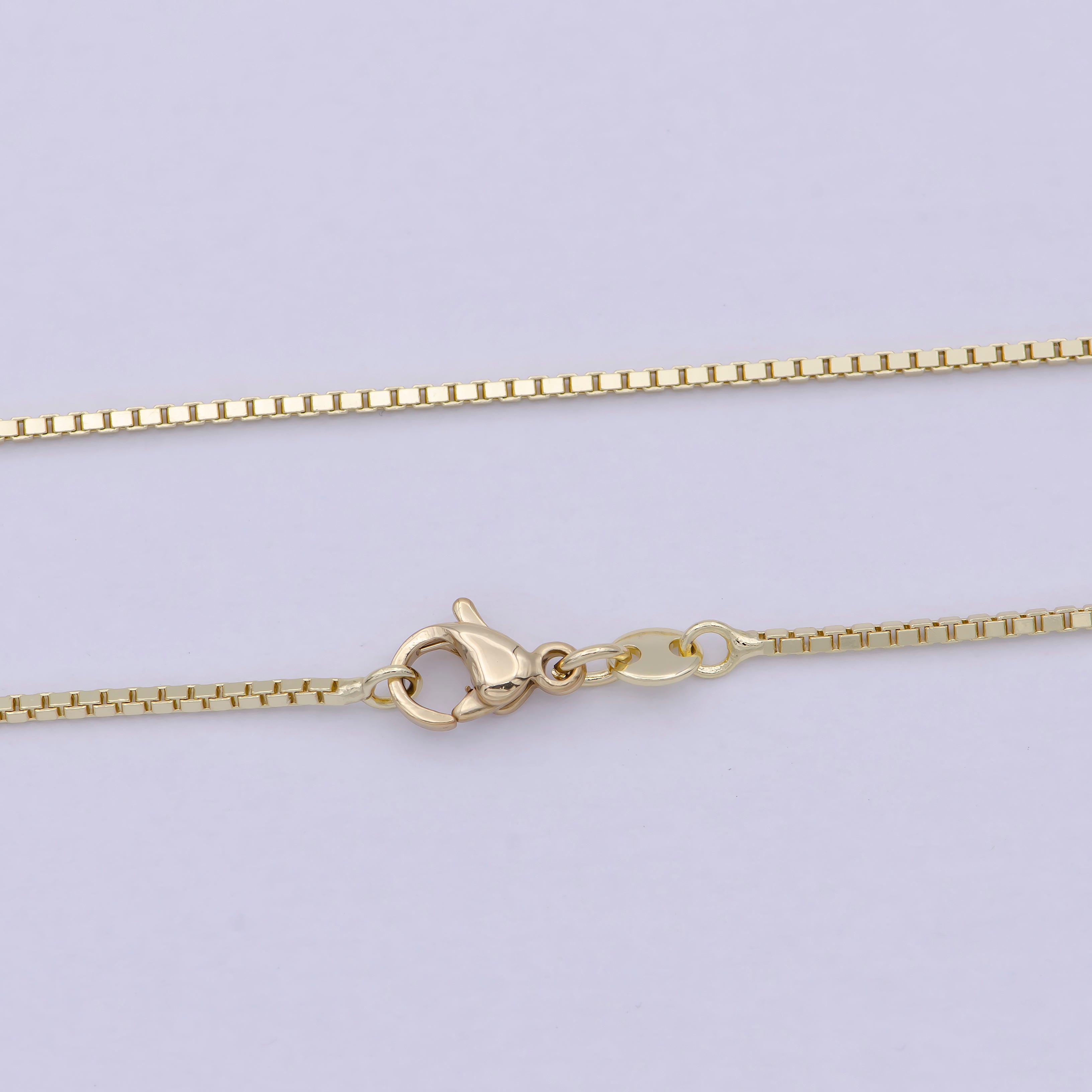 Dainty Chain box necklace 17.7 inch box, Dainty gold Box chain 1.1mm minimalist necklace jewelry supply WA-825 - DLUXCA