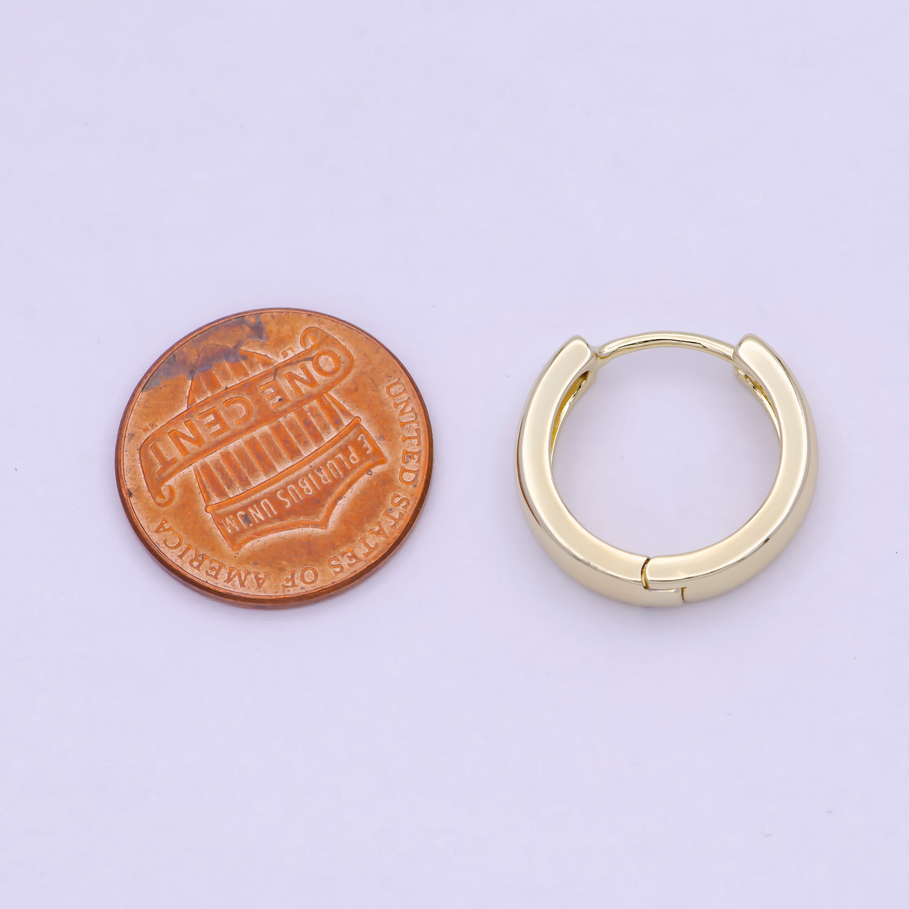 14K Gold Filled Minimalist 17.7mm Everyday Huggie Earrings | T140 - DLUXCA