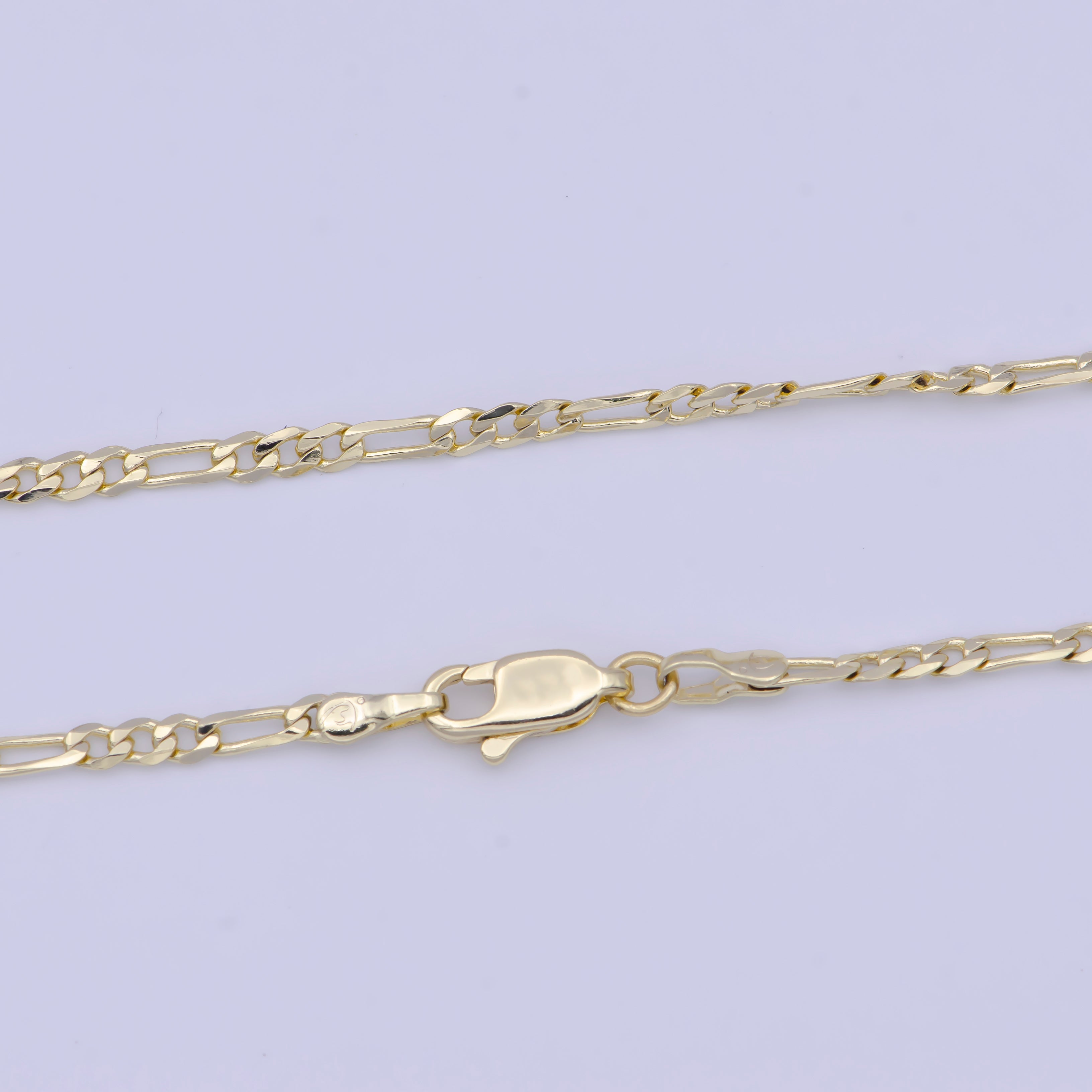 14K Gold Filled Dainty Figaro Chain 17 inch Minimalist Necklace 2.5mm Width Ready to Wear WA-1155 - DLUXCA