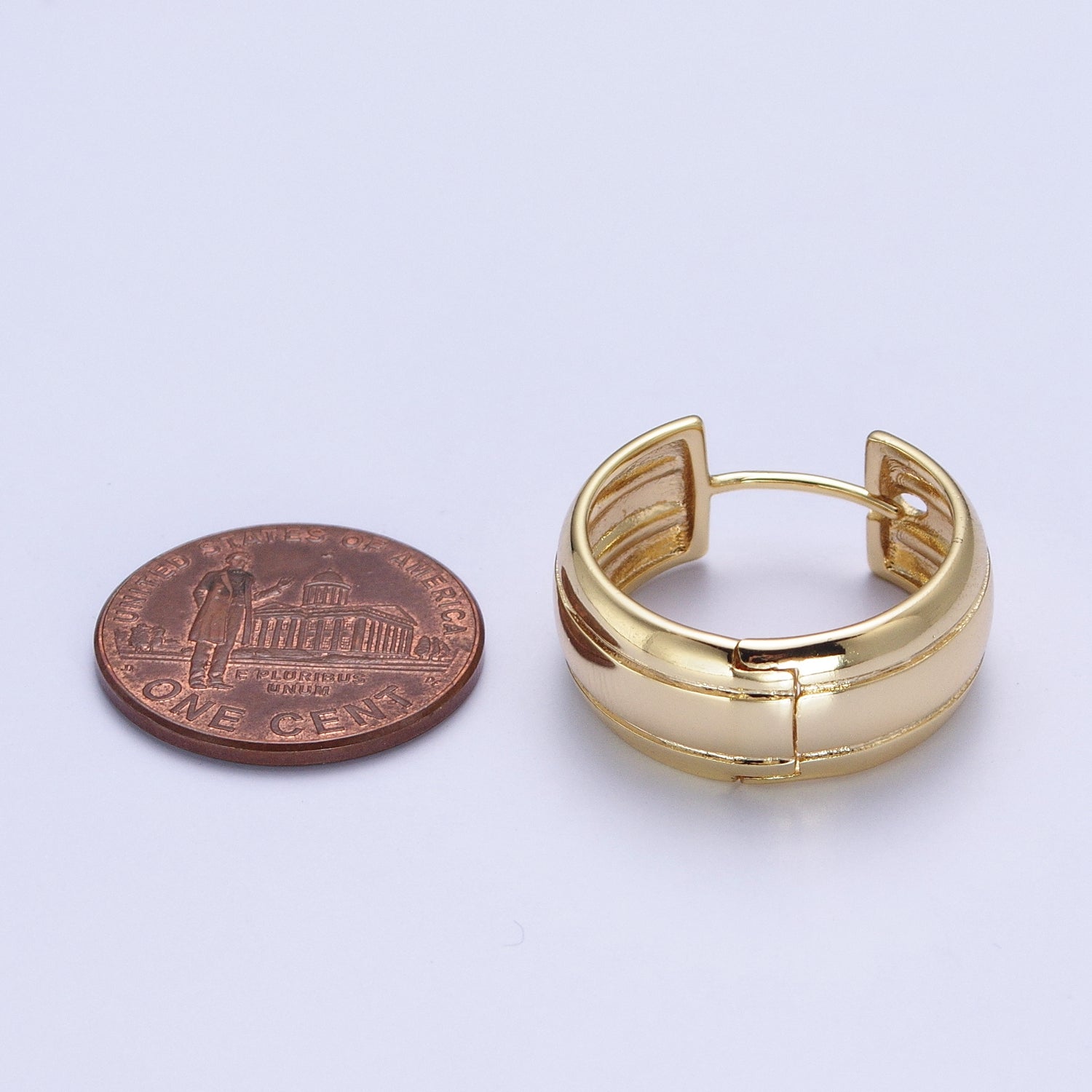 14K Gold Filled Minimalist Plain Gold Small Bold Thick Hoop Huggie Earring, Perfect for Everyday Wear or Gift | X910 - DLUXCA