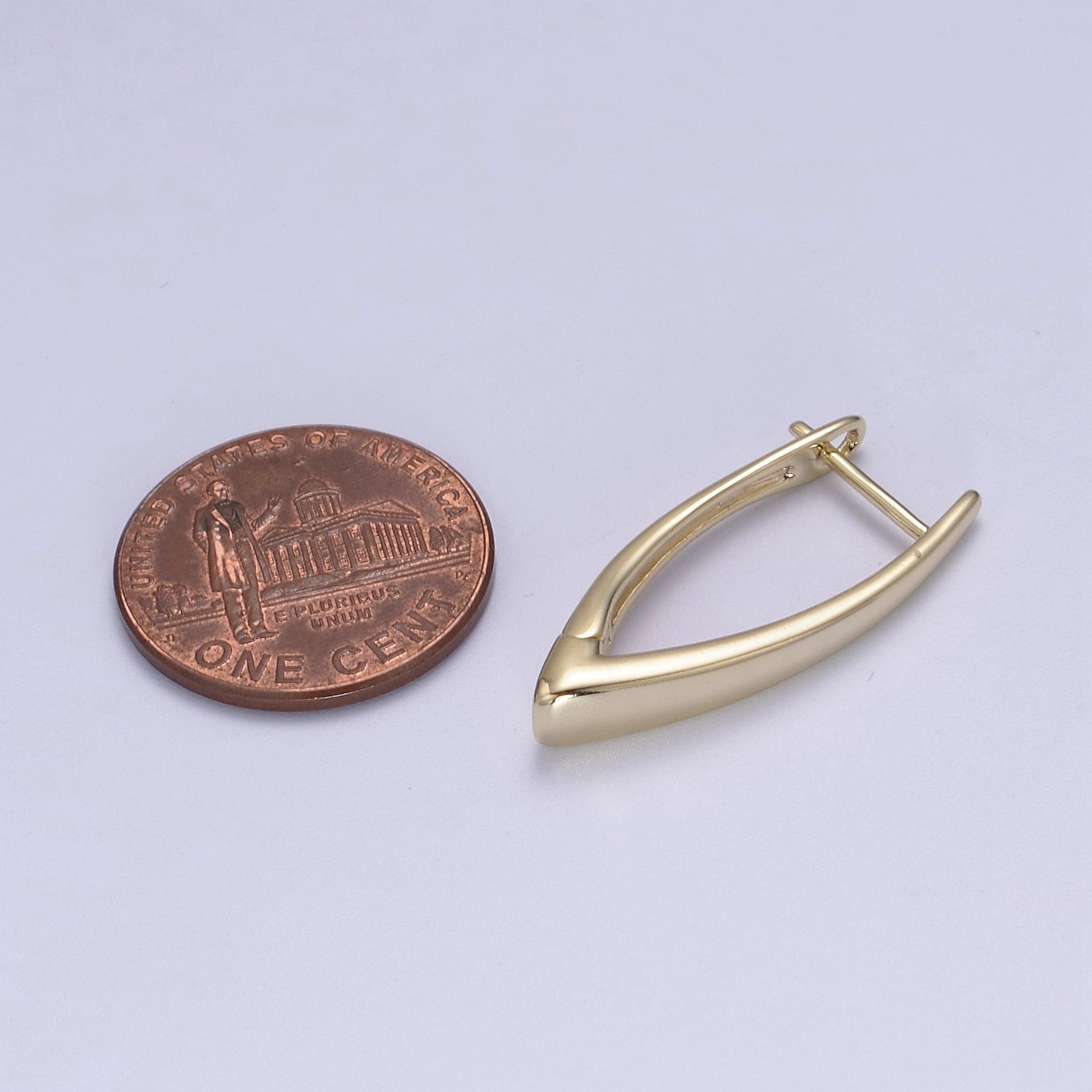 Minimalist Hoop Earring latch back Lever-backs Ear Hooks 14k Gold Filled hypoallergenic earrings T-287 - DLUXCA