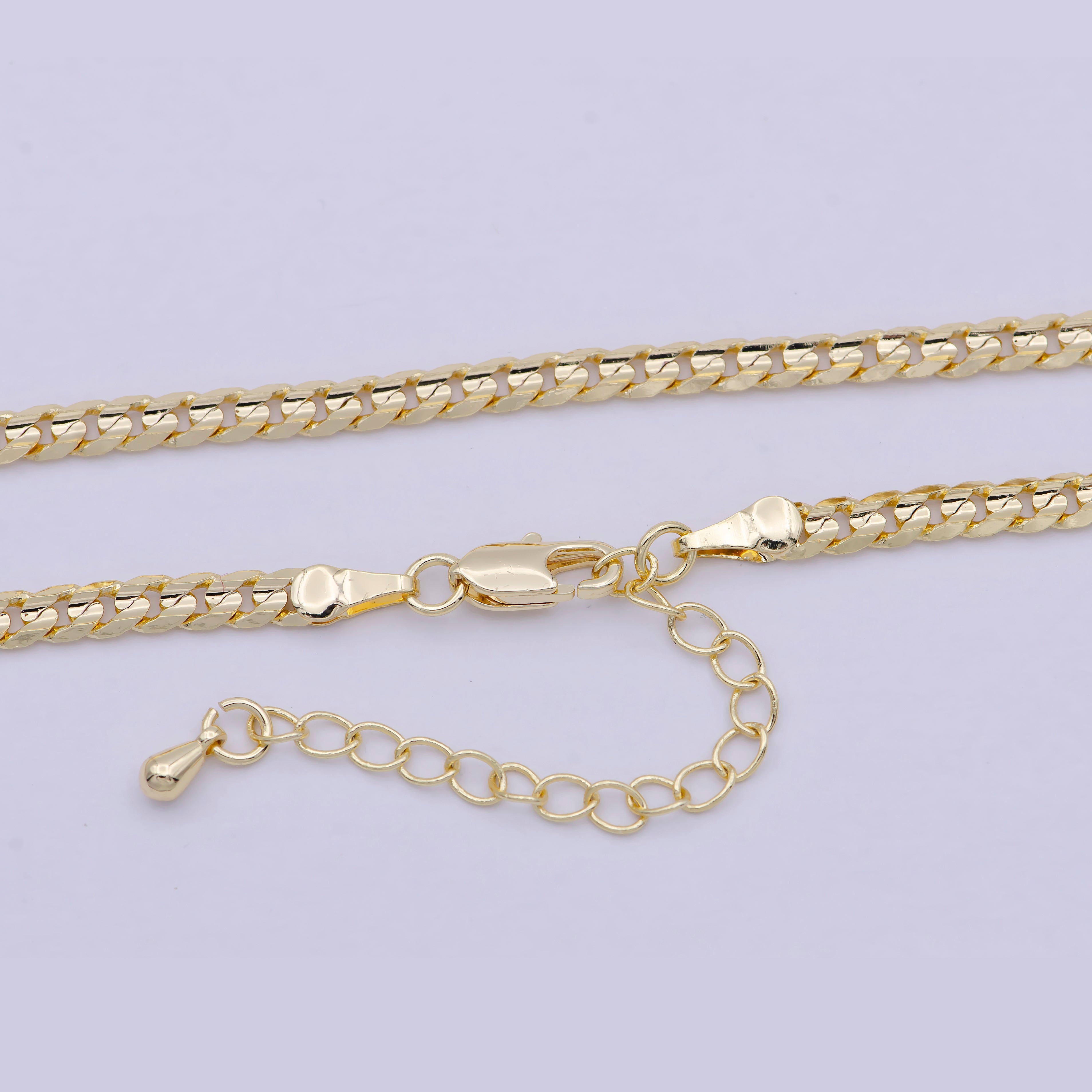 Thick Miami Cuban Gold Curb Link Chain 3.4mm 18K Gold filled Chain Necklace• Gold Necklace Goldfilled Layer Necklace WA-830 - DLUXCA