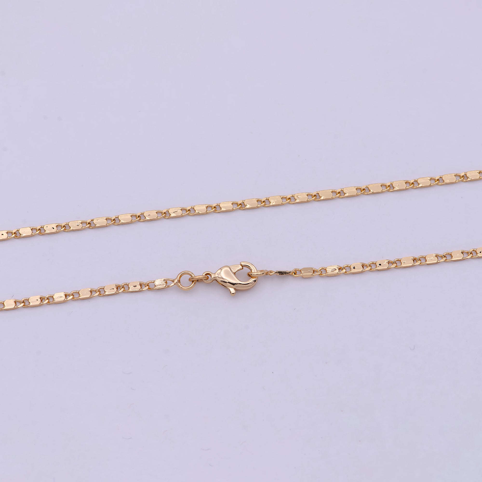 18k Gold Filled Chain Necklace, Fine Scroll Gold Chain, Simple Gold Necklace, Thin Plain Women's Necklace 18 inch long - DLUXCA