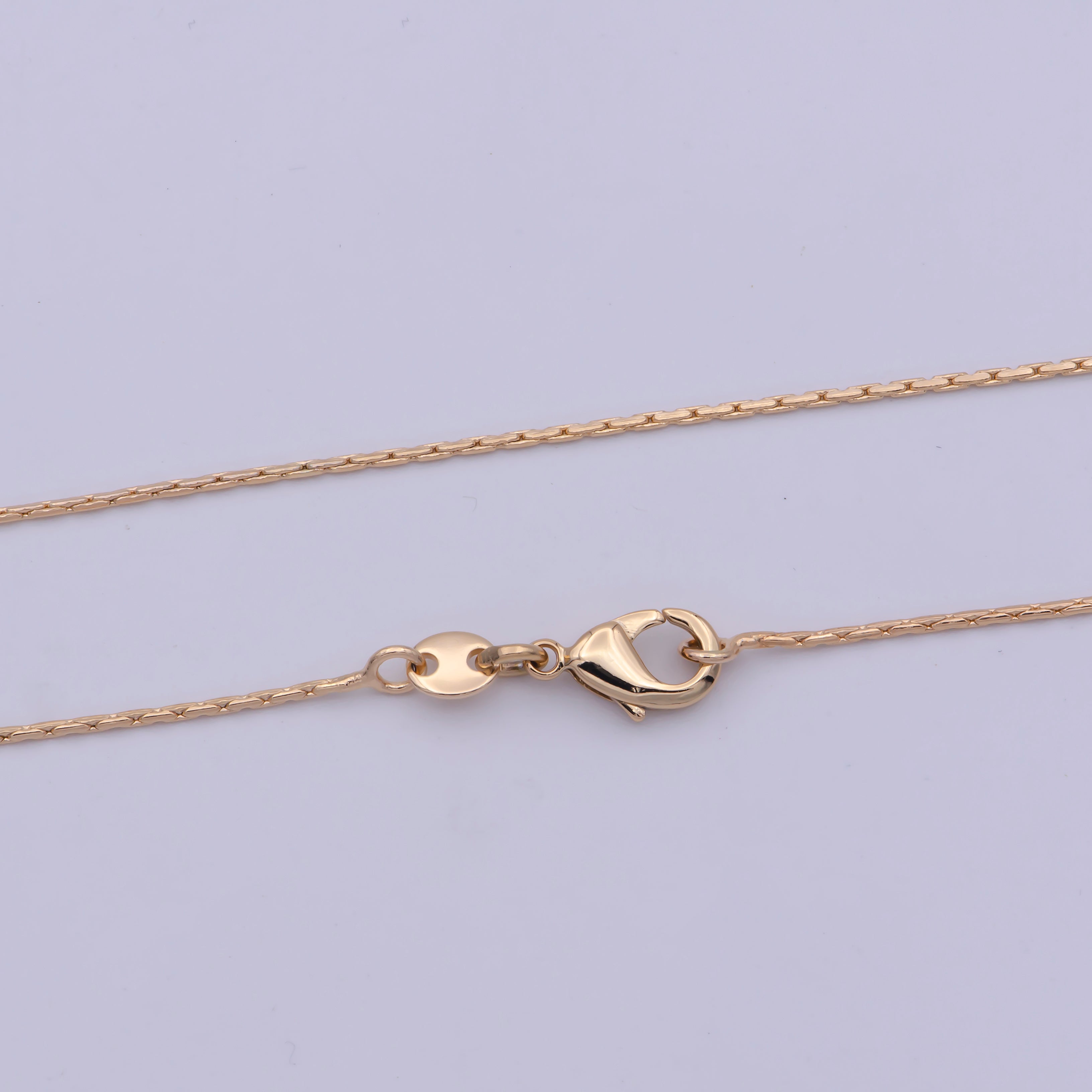 18K Gold Filled Snake Chain, 0.7mm Gold Designed Chain 18 Inches Ready To Wear Necklace w/Lobster Clasps | WA-476 - DLUXCA