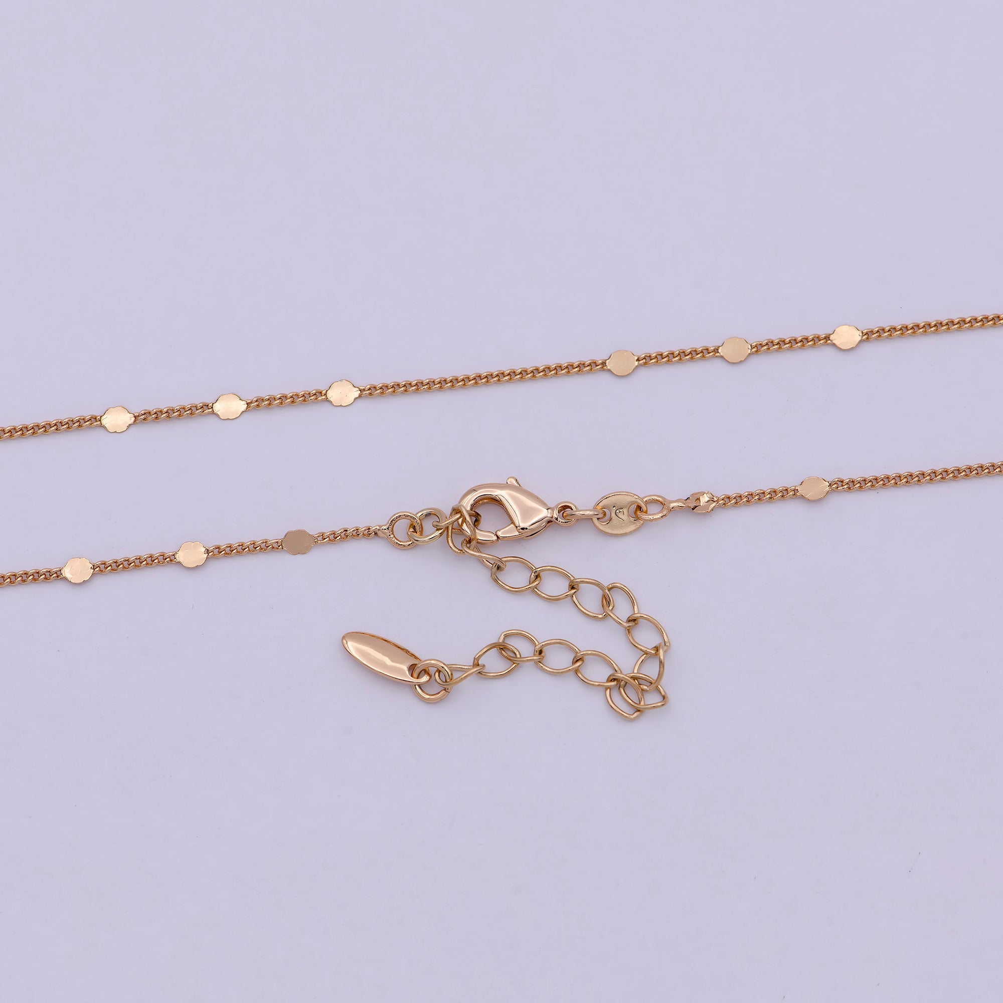 1mm 18K Gold Filled Chain Necklace Gold Curb Chain, Gold Chains 18 inch + 2 inch extender wa-542 - DLUXCA