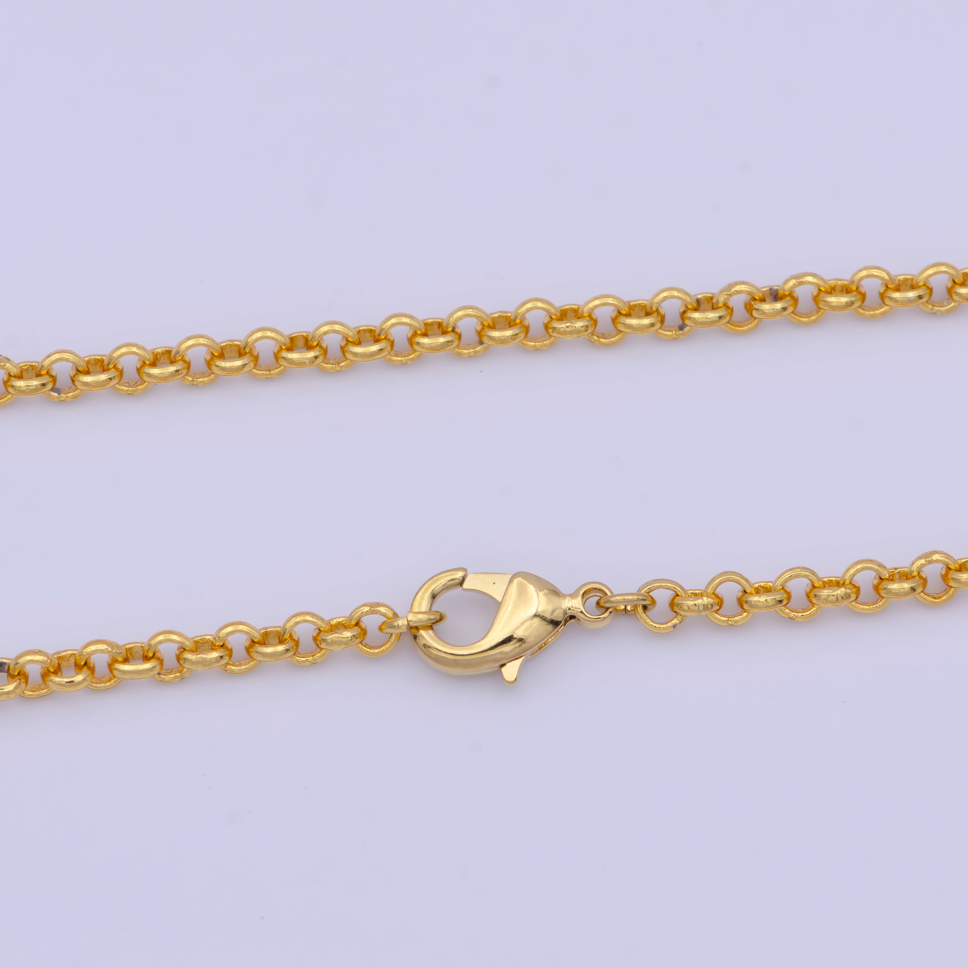 Dainty 24K Gold Filled Rolo Chain Necklace Gold Link Chain Necklace Ready to Wear 17.5 Inch WA-1149 - DLUXCA